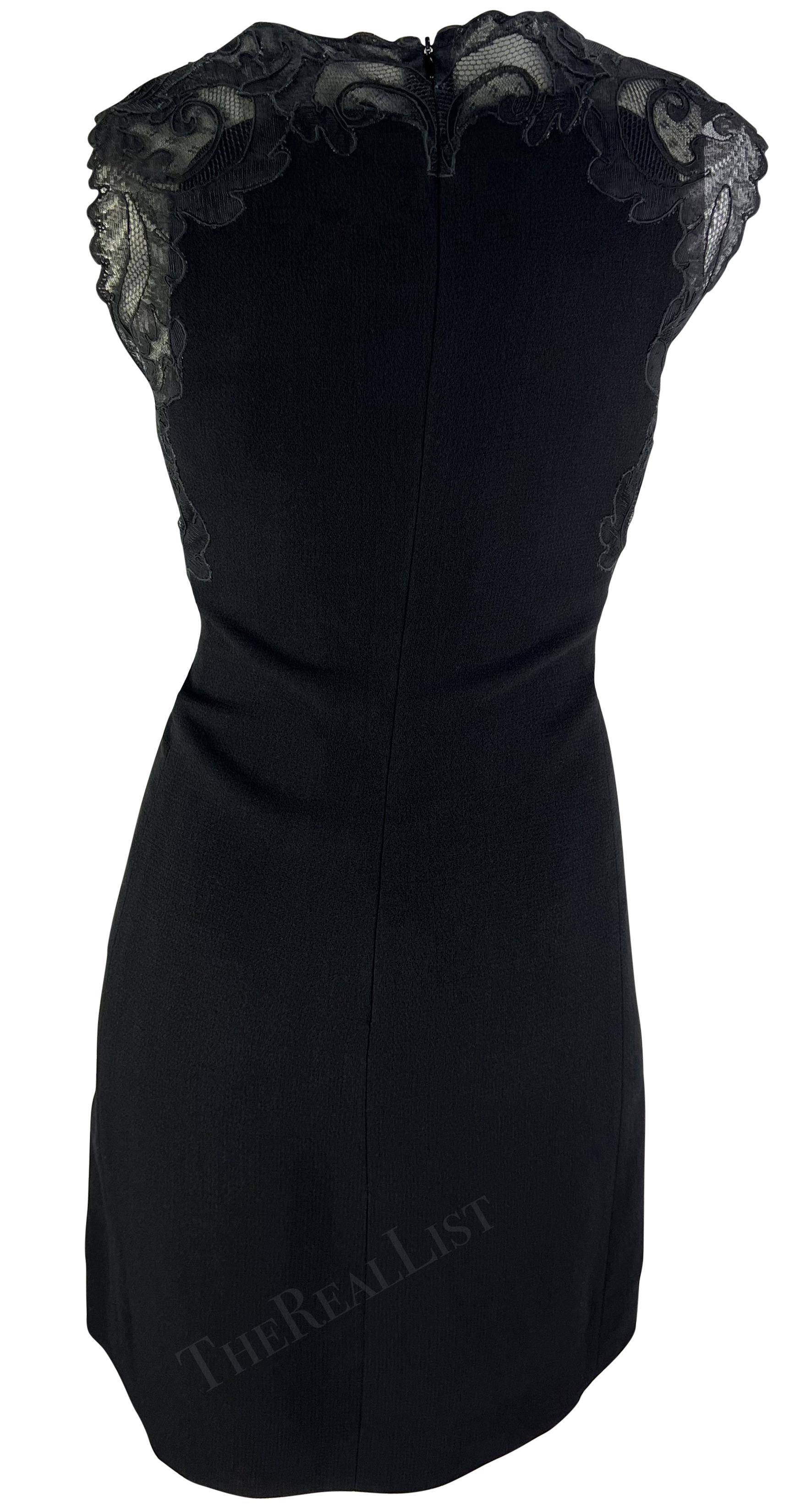 F/W 1996 Gianni Versace Black Sheer Lace Trim Medusa Dress Jacket Set For Sale 1