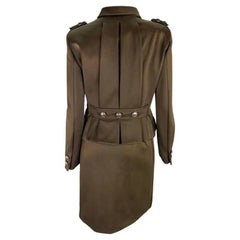 F/W 1996 Gianni Versace Brown Military-Inspired Medusa Button Skirt Suit Set