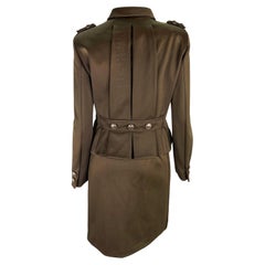 Retro F/W 1996 Gianni Versace Brown Military-Inspired Medusa Button Skirt Suit Set 