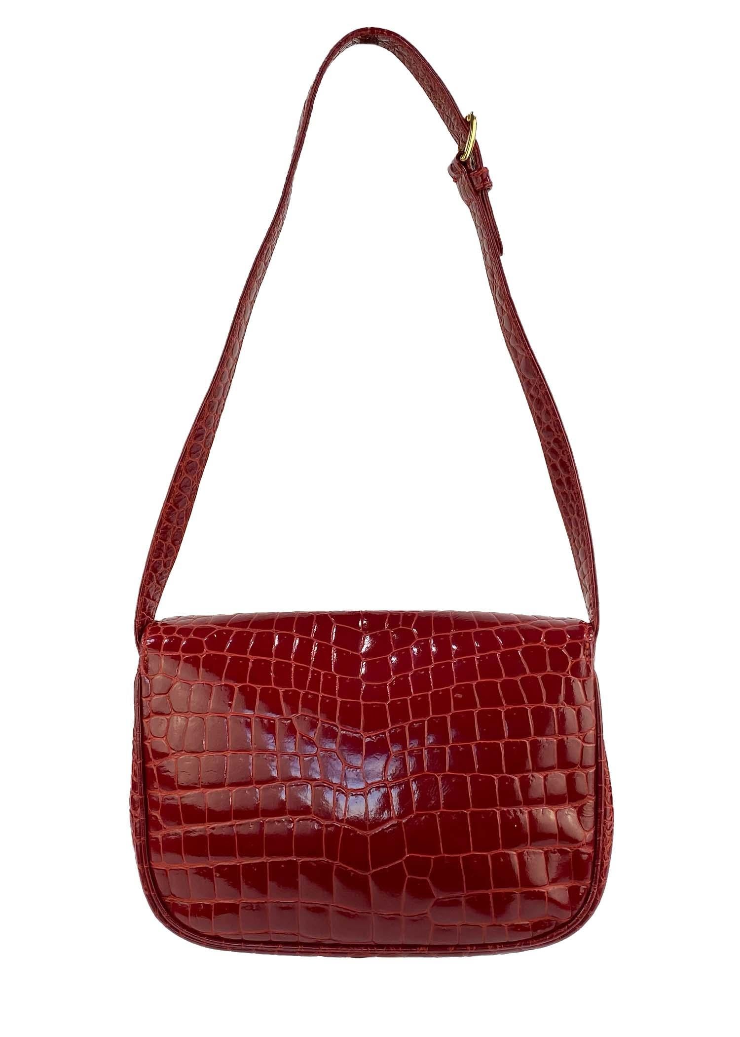 F/W 1996 Gianni Versace Cherry Red Croc Embossed Medusa F/W 1996 Gianni Versace Cherry Red Croc Embossed Medusa