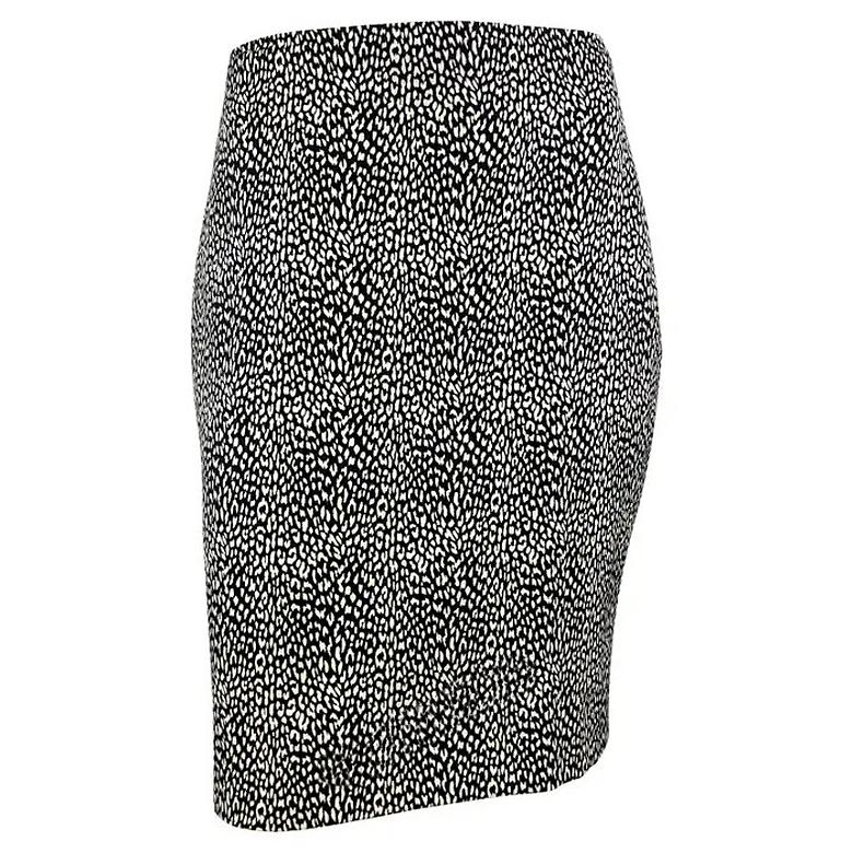 F/W 1996 Gianni Versace Couture Falda lápiz negra blanca con estampado de guepardo