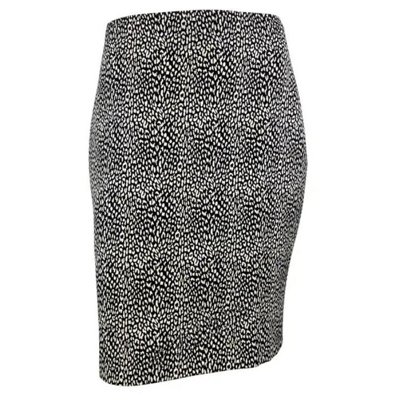 F/W 1996 Gianni Versace Couture Jupe crayon imprimé guépard noir et blanc