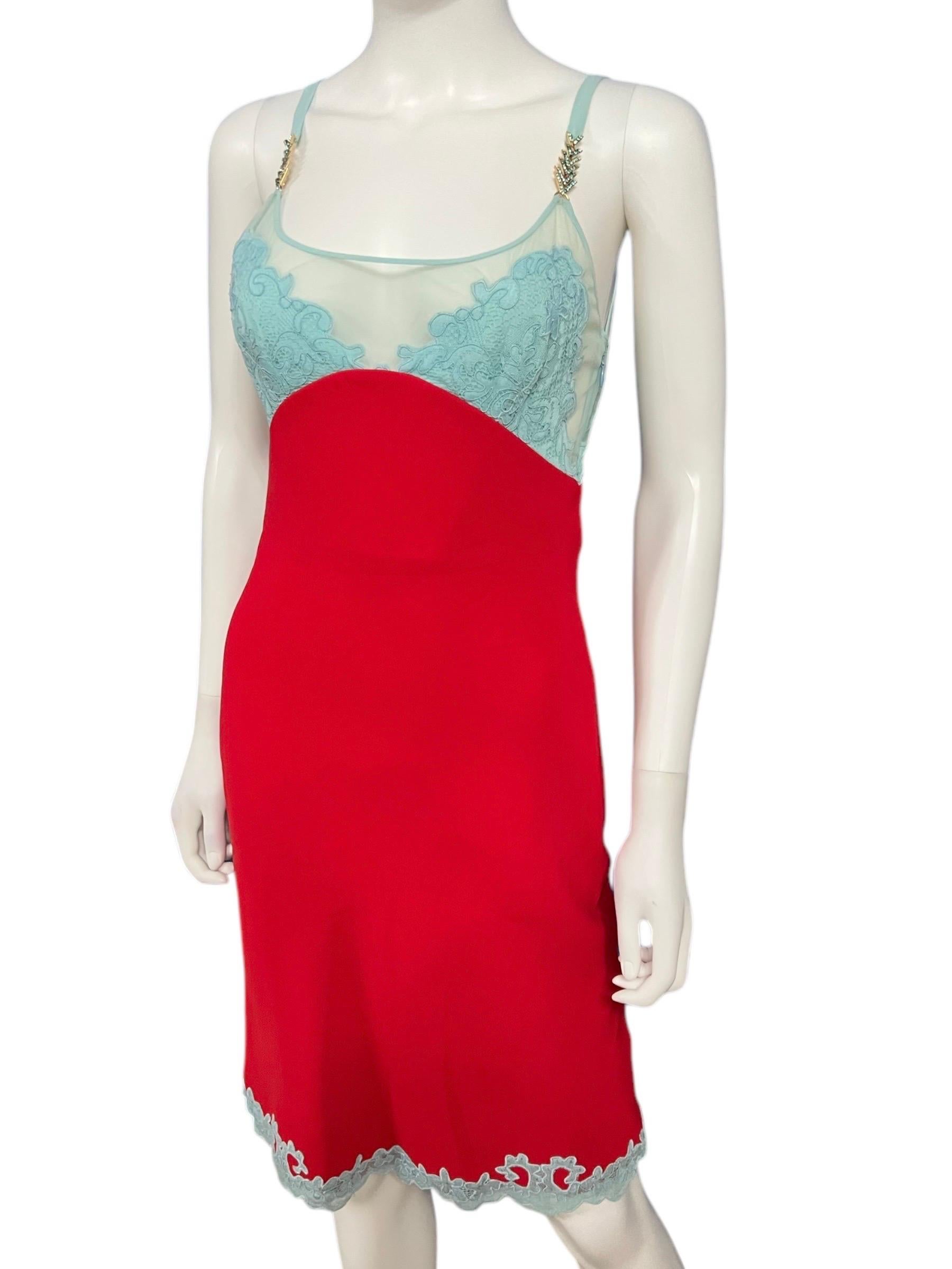 F/W 1996 Gianni Versace Couture Lace Crystal Slip Dress For Sale 1