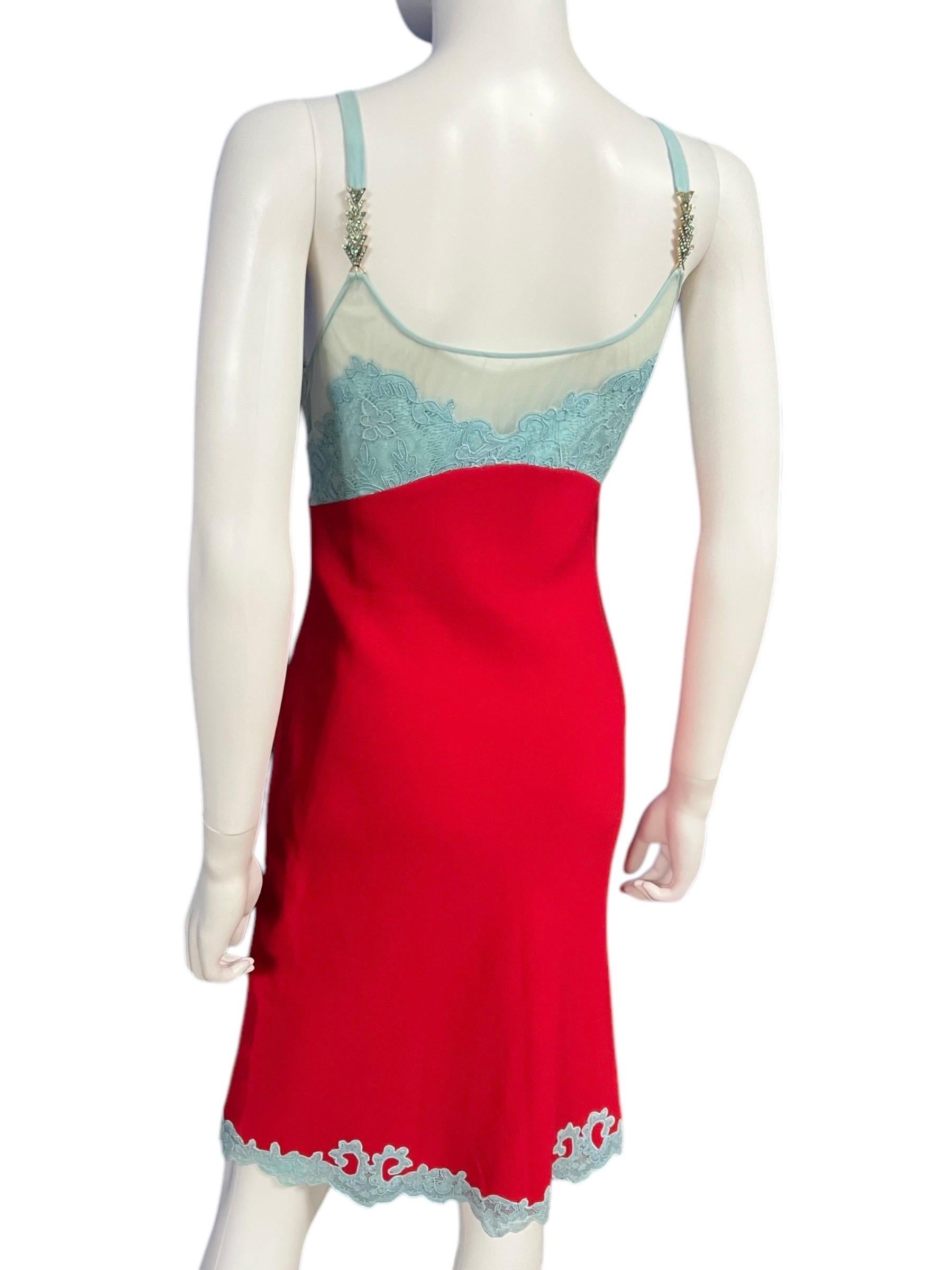 F/W 1996 Gianni Versace Couture Lace Crystal Slip Dress For Sale 3