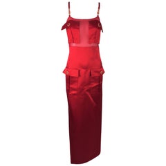 F/W 1996 Gianni Versace Runway Red Sheer Silk Gown Dress