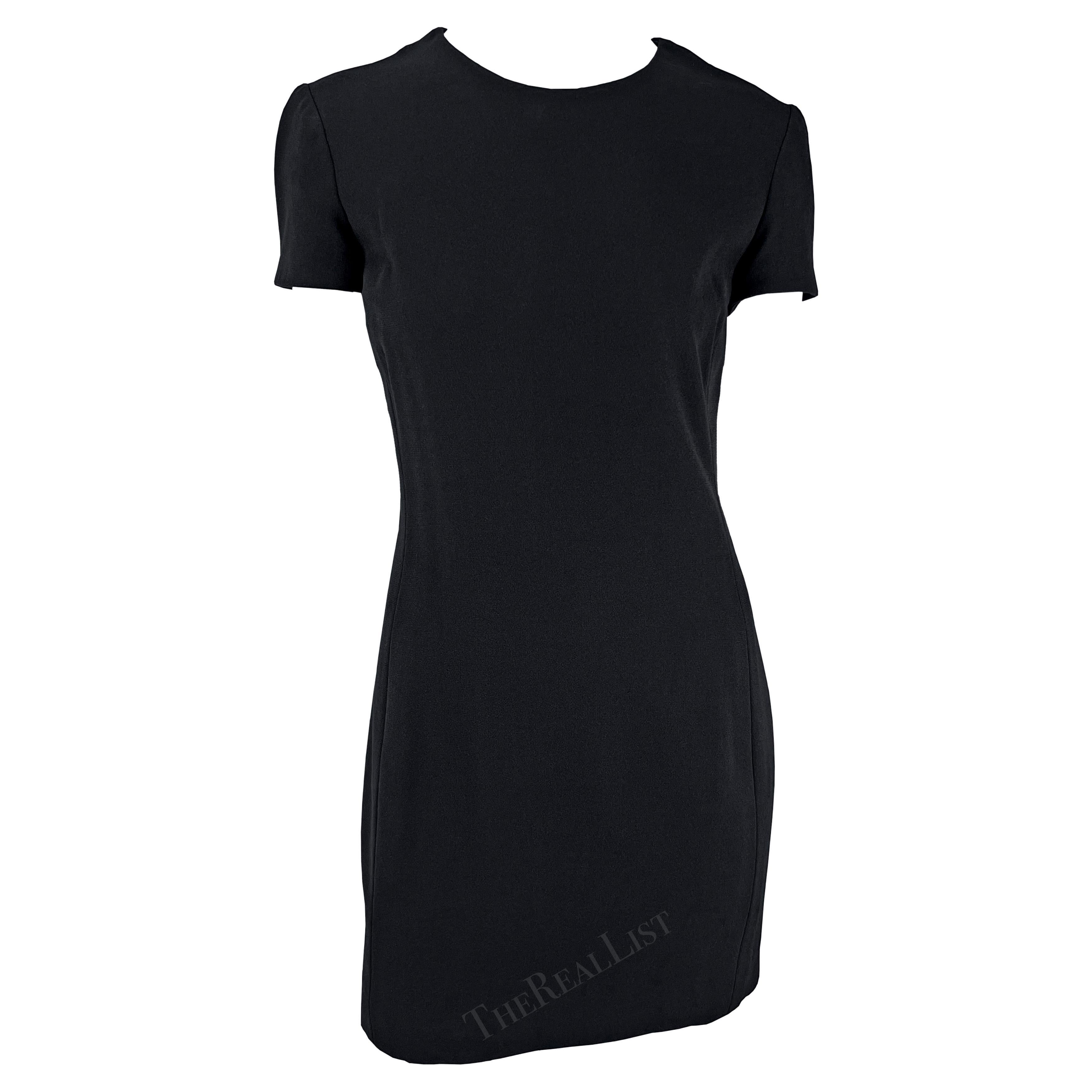 F/W 1996 Gianni Versace Short Sleeve Black Mini Dress For Sale