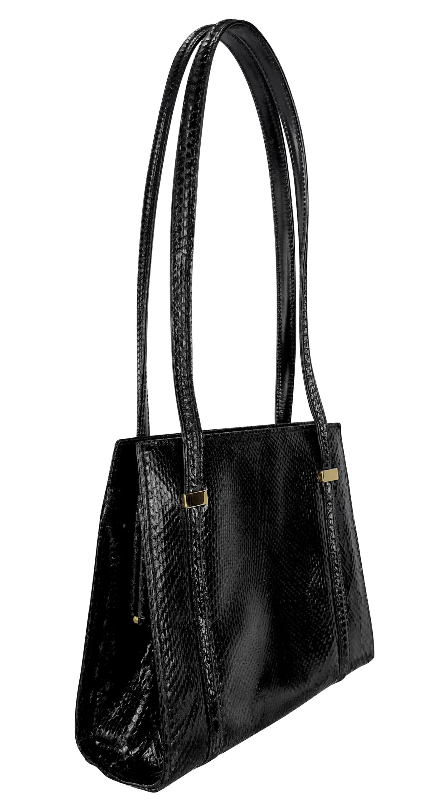 Women's F/W 1996 Gucci by Tom Ford Ad Genuine Python Skin Black Medium Shoulder Bag For Sale