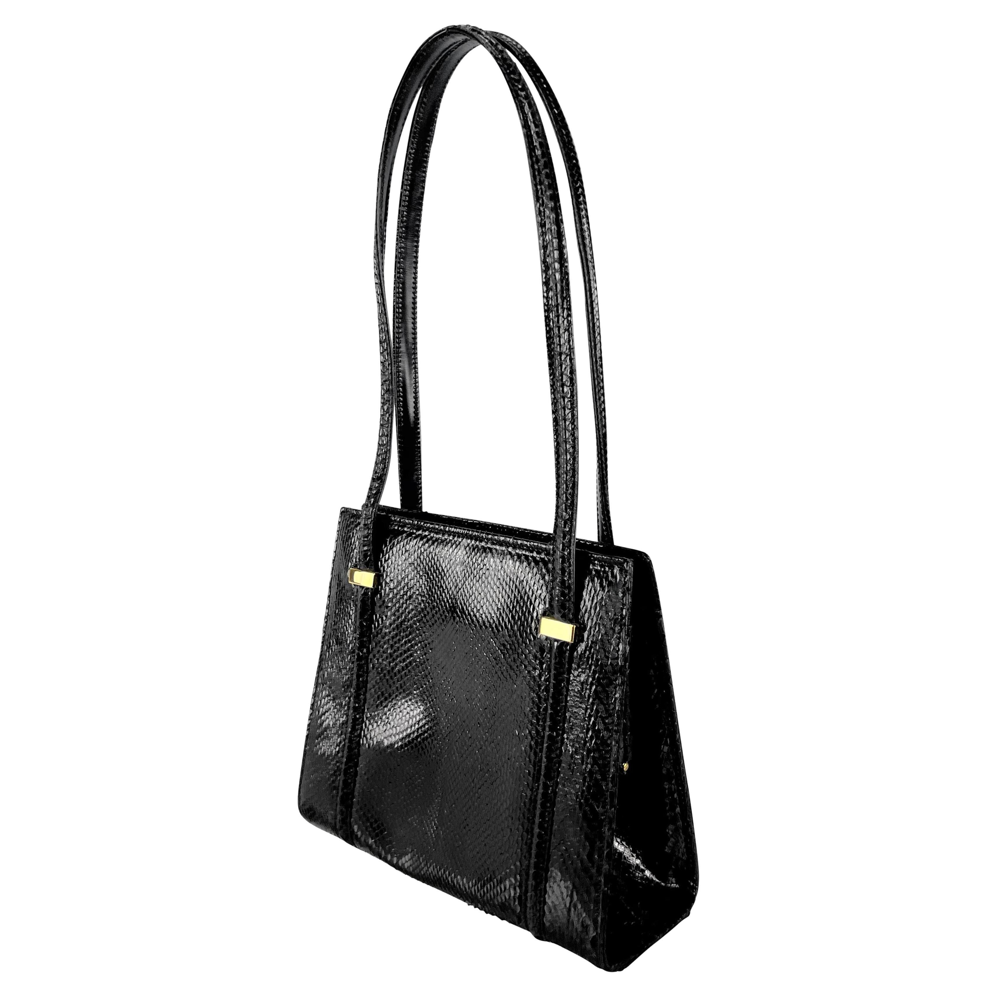 F/W 1996 Gucci by Tom Ford Ad Genuine Python Skin Black Medium Shoulder Bag