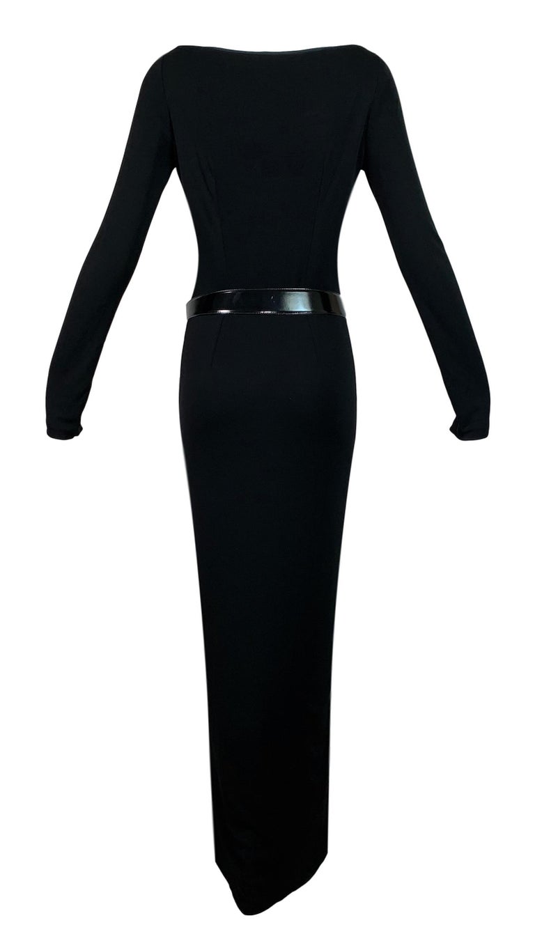 F/W 1996 Gucci by Tom Ford Black Cut-Out L/S Long Gown Dress w Leather ...