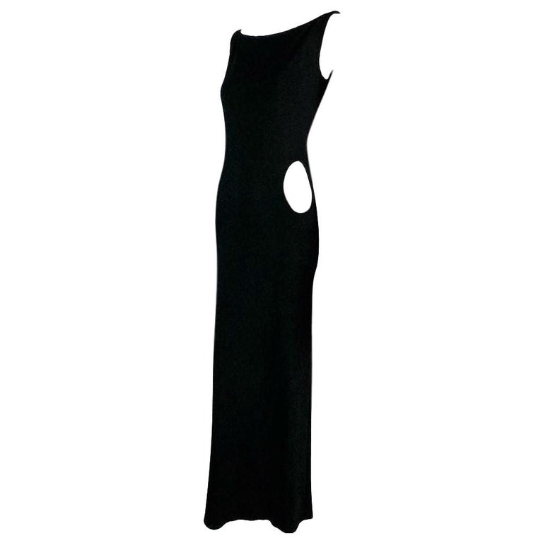 F/W 1996 Gucci by Tom Ford Black Cut-Out Sleeveless Gown Long Dress at ...