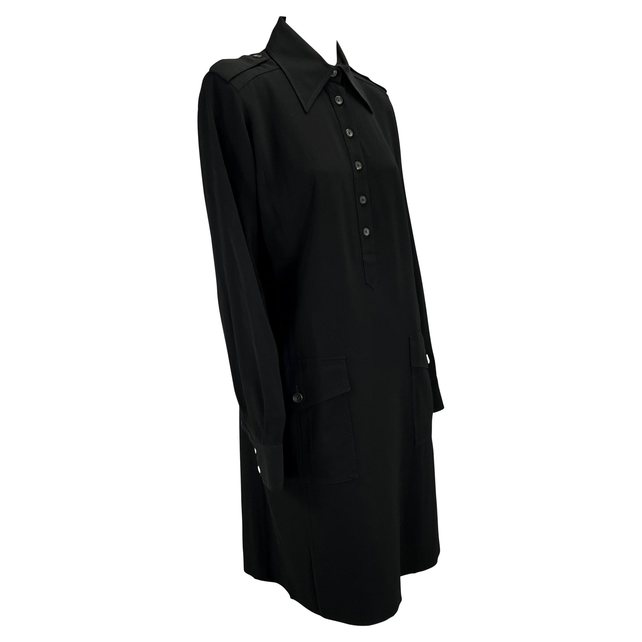 F/W 1996 Gucci by Tom Ford Black Epaulet Military Pocket Dress For Sale 2