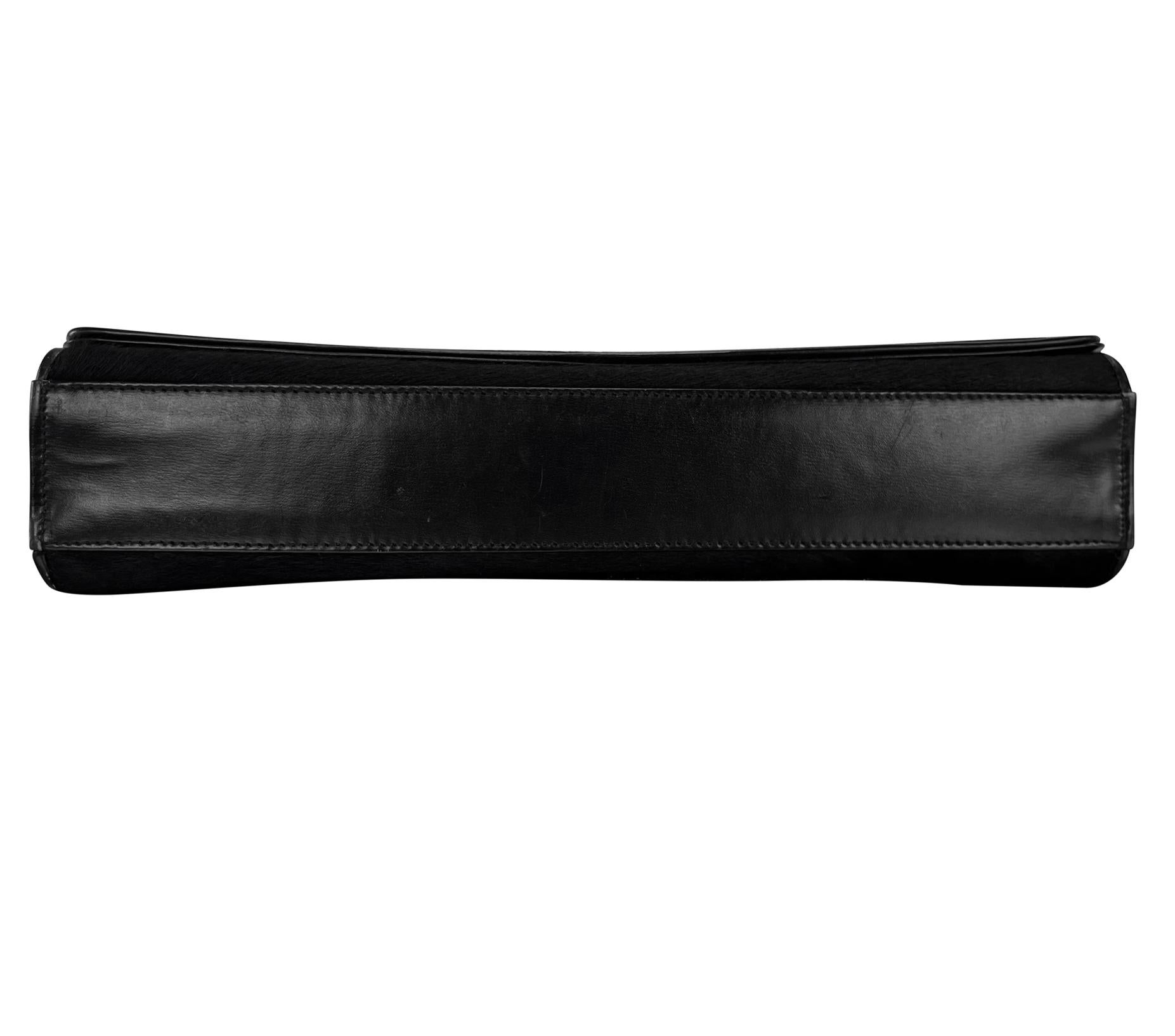 F/W 1996 Gucci by Tom Ford Black Pony Hair Flap Gold Bar Triangle Crossbody Bag 6