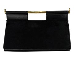 F/W 1996 Gucci by Tom Ford Black Pony Hair Flap Gold Bar Triangle Crossbody Bag