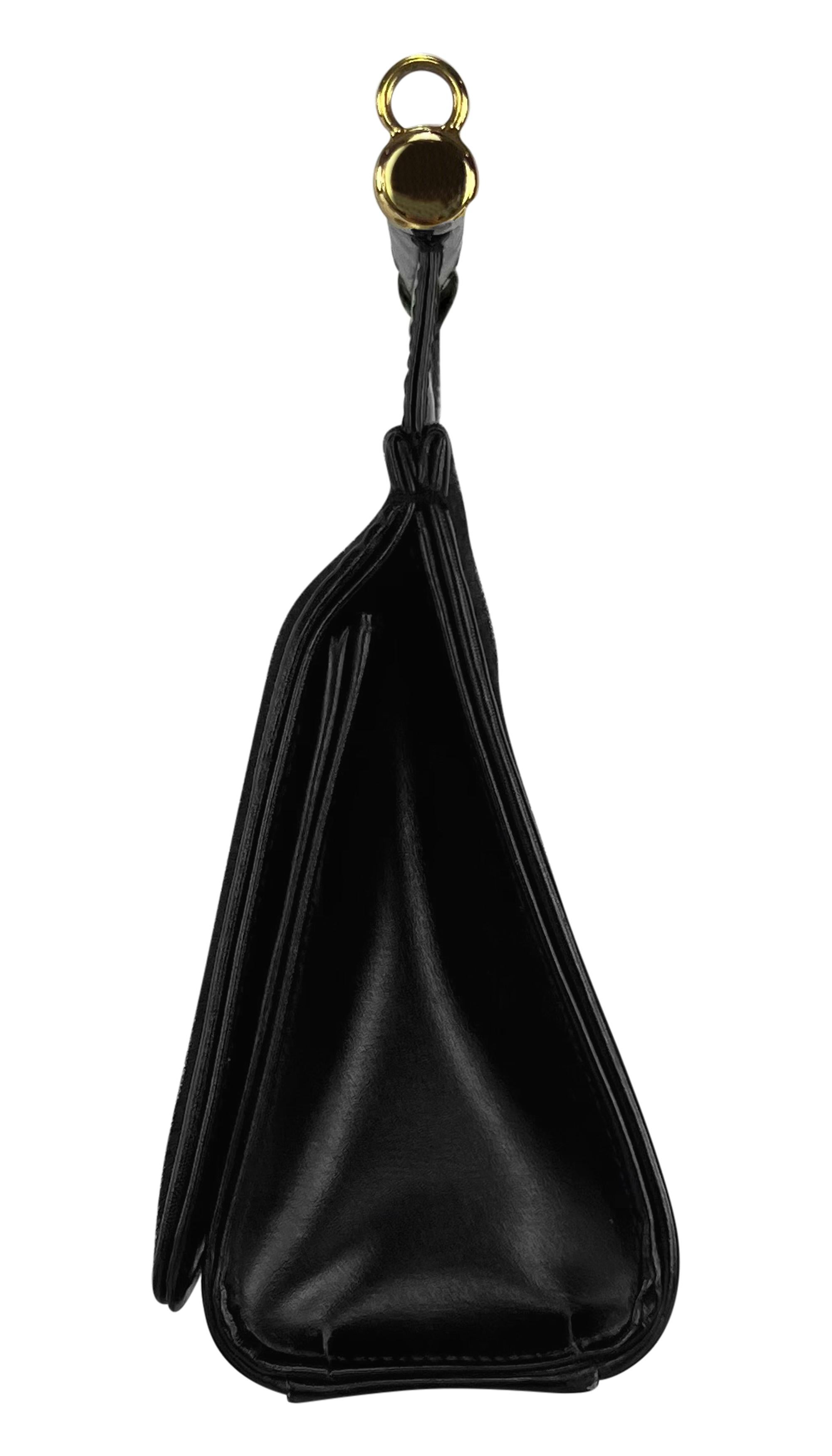 F/W 1996 Gucci by Tom Ford Black Pony Hair Flap Gold Bar Triangle Crossbody Bag 1