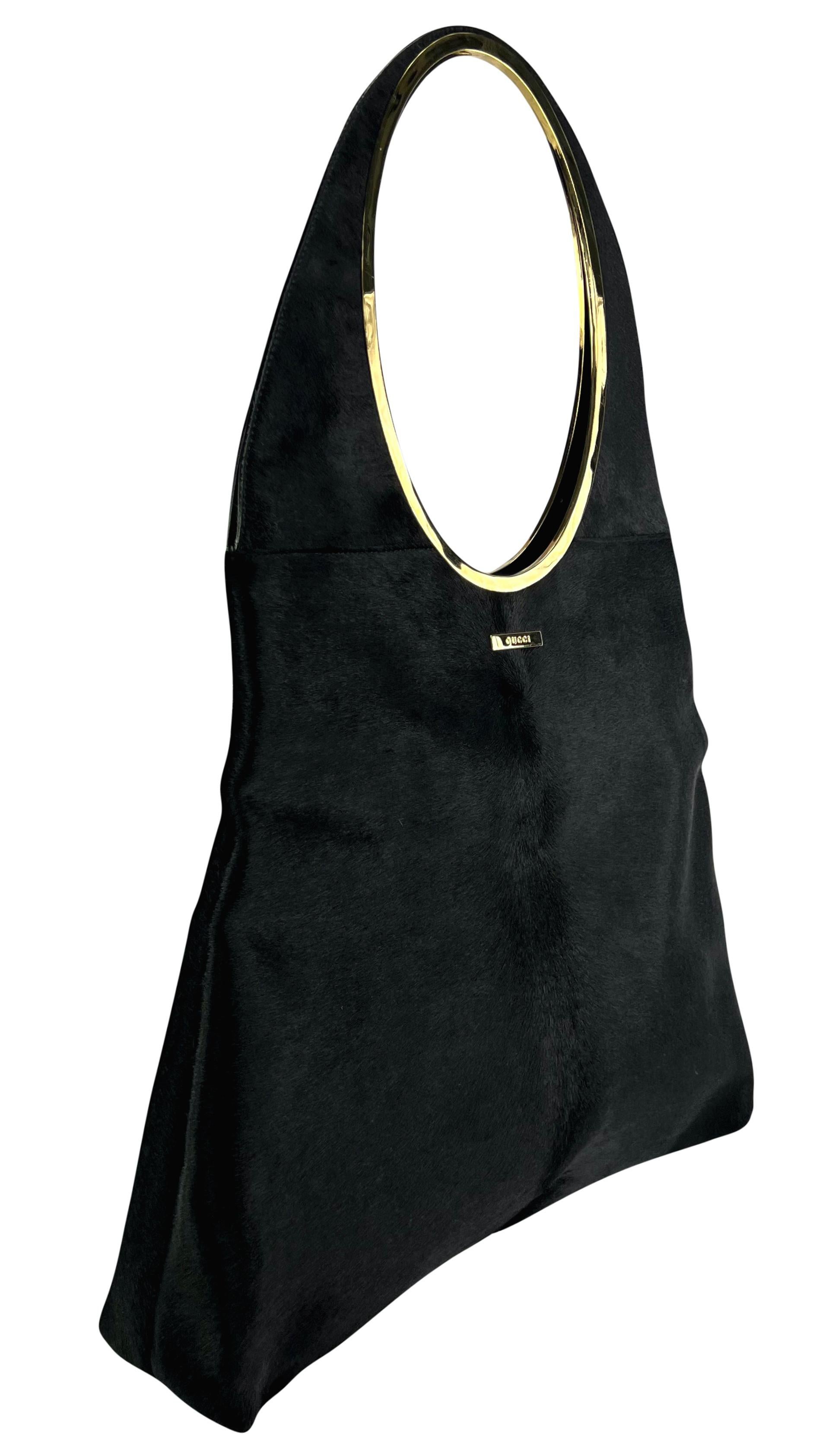 F/W 1996 Gucci by Tom Ford Black Pony Hair Oversized Runway Shoulder Bag For Sale 9