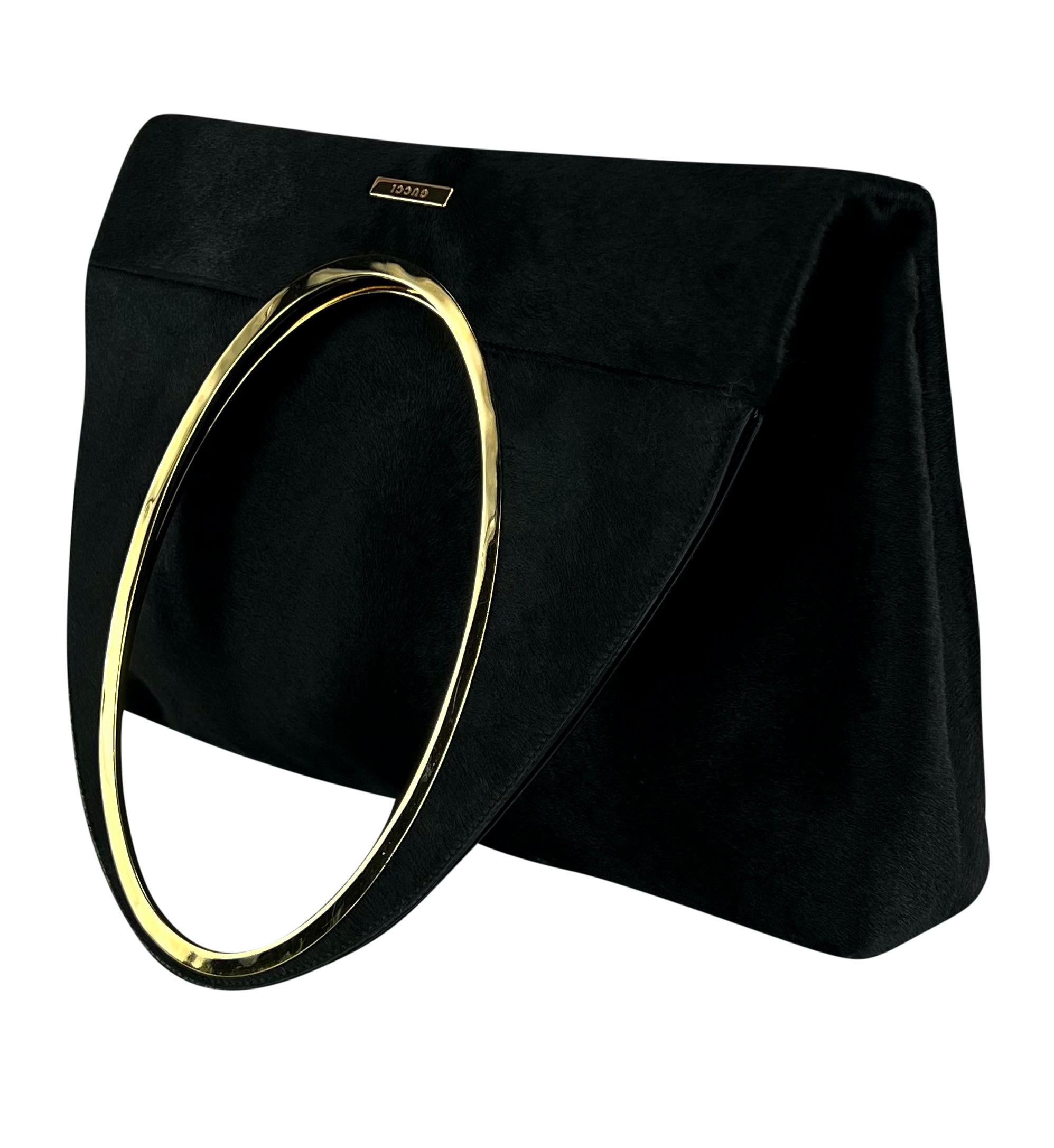 F/W 1996 Gucci by Tom Ford Black Pony Hair Oversized Runway Shoulder Bag For Sale 11