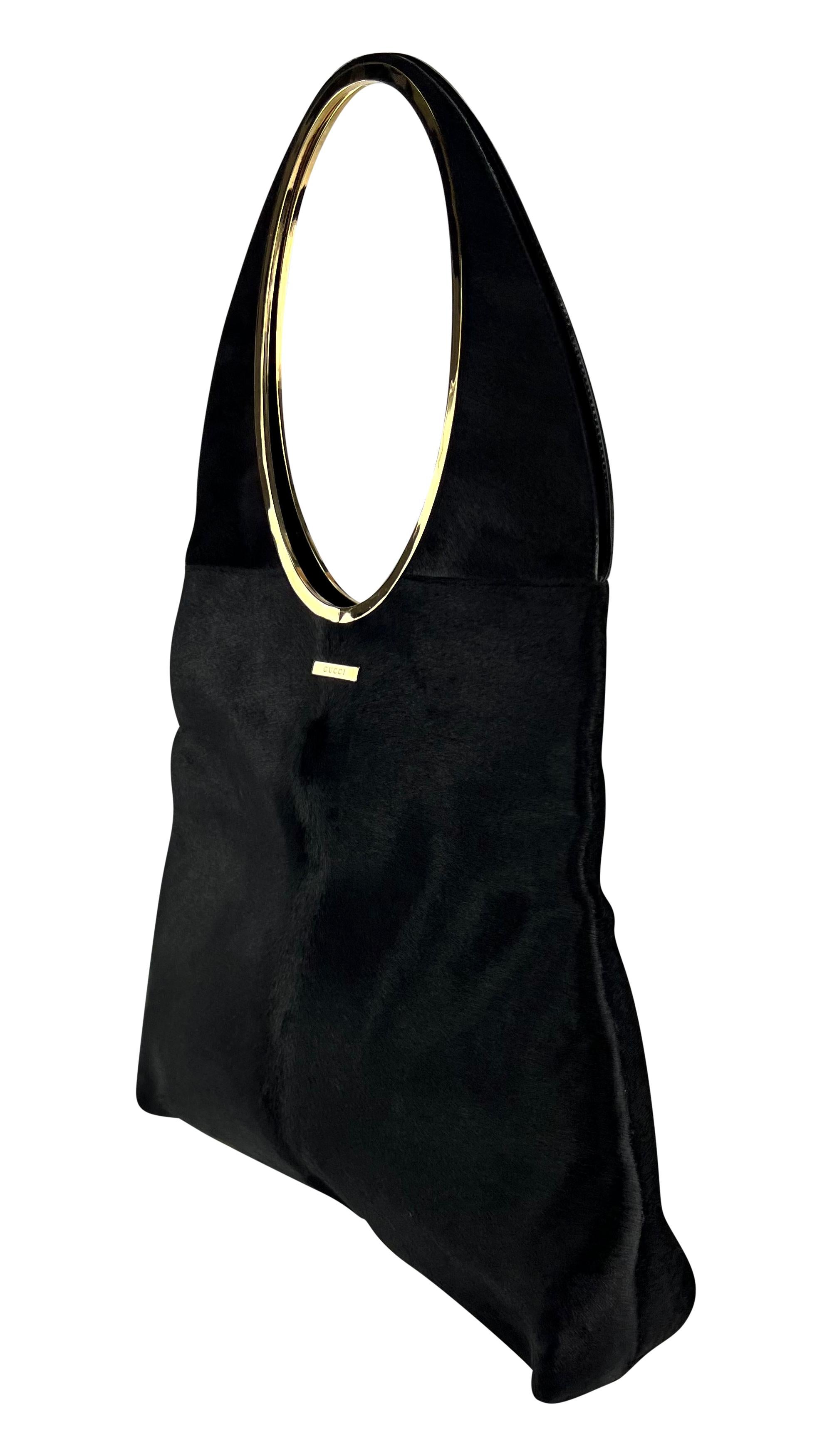 F/W 1996 Gucci by Tom Ford Black Pony Hair Oversized Runway Shoulder Bag For Sale 2