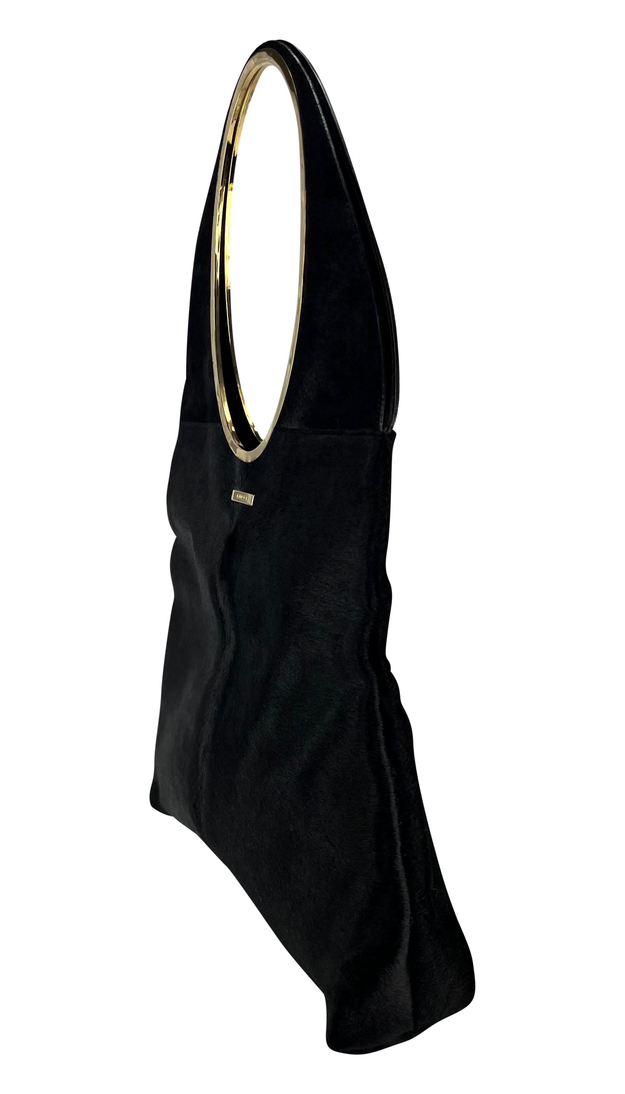 F/W 1996 Gucci by Tom Ford Black Pony Hair Oversized Runway Shoulder Bag For Sale 3