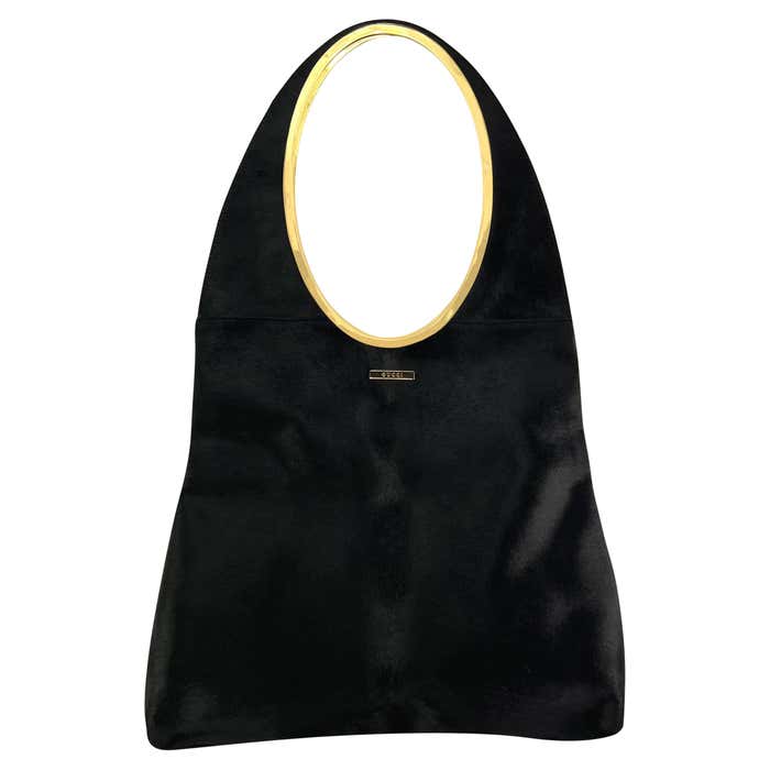 F/W 1996 Gucci by Tom Ford Black Pony Hair Oversized Runway Shoulder ...