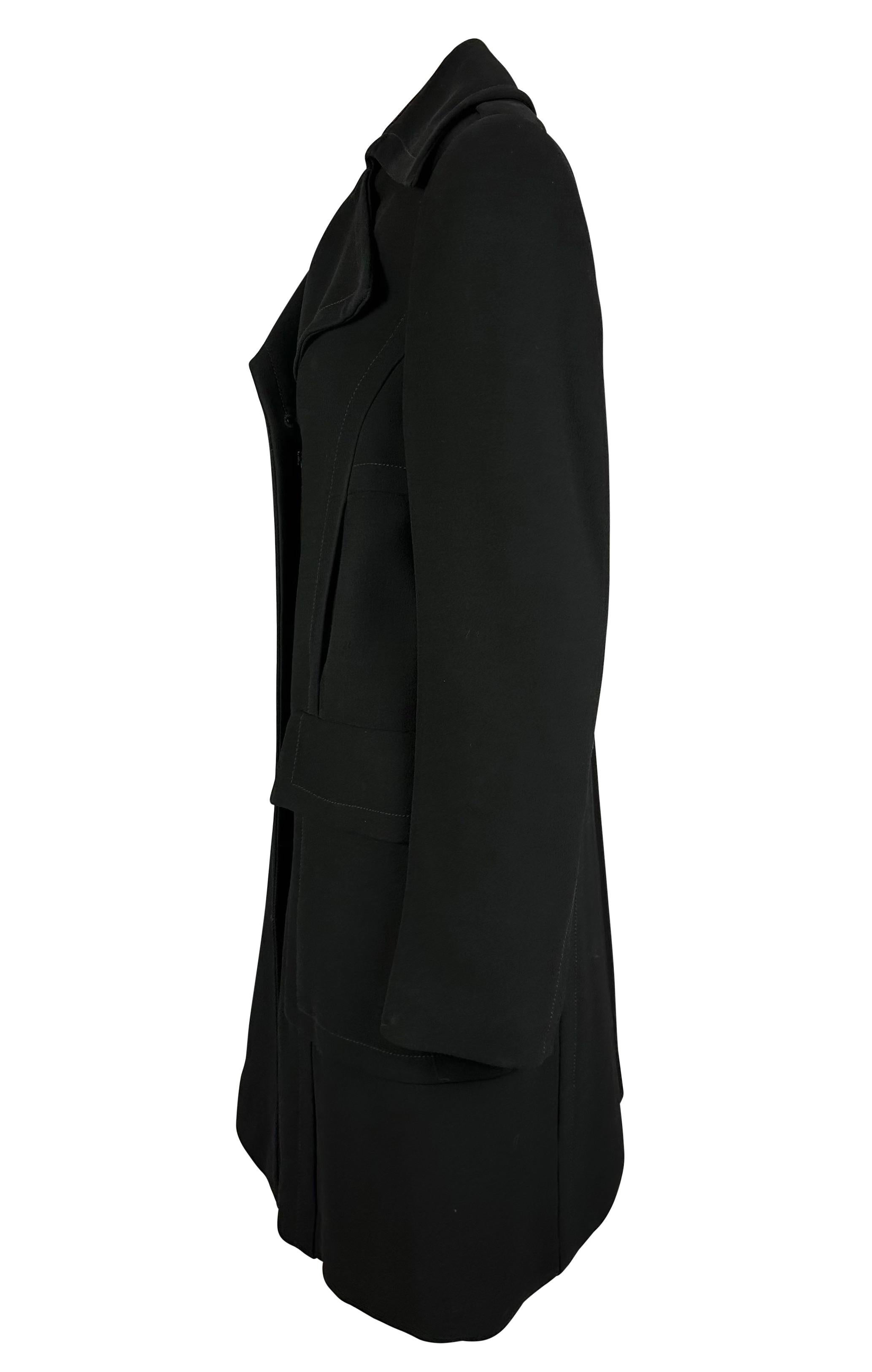 Women's F/W 1996 Gucci by Tom Ford Black Wool Faux Fur Lined Coat For Sale