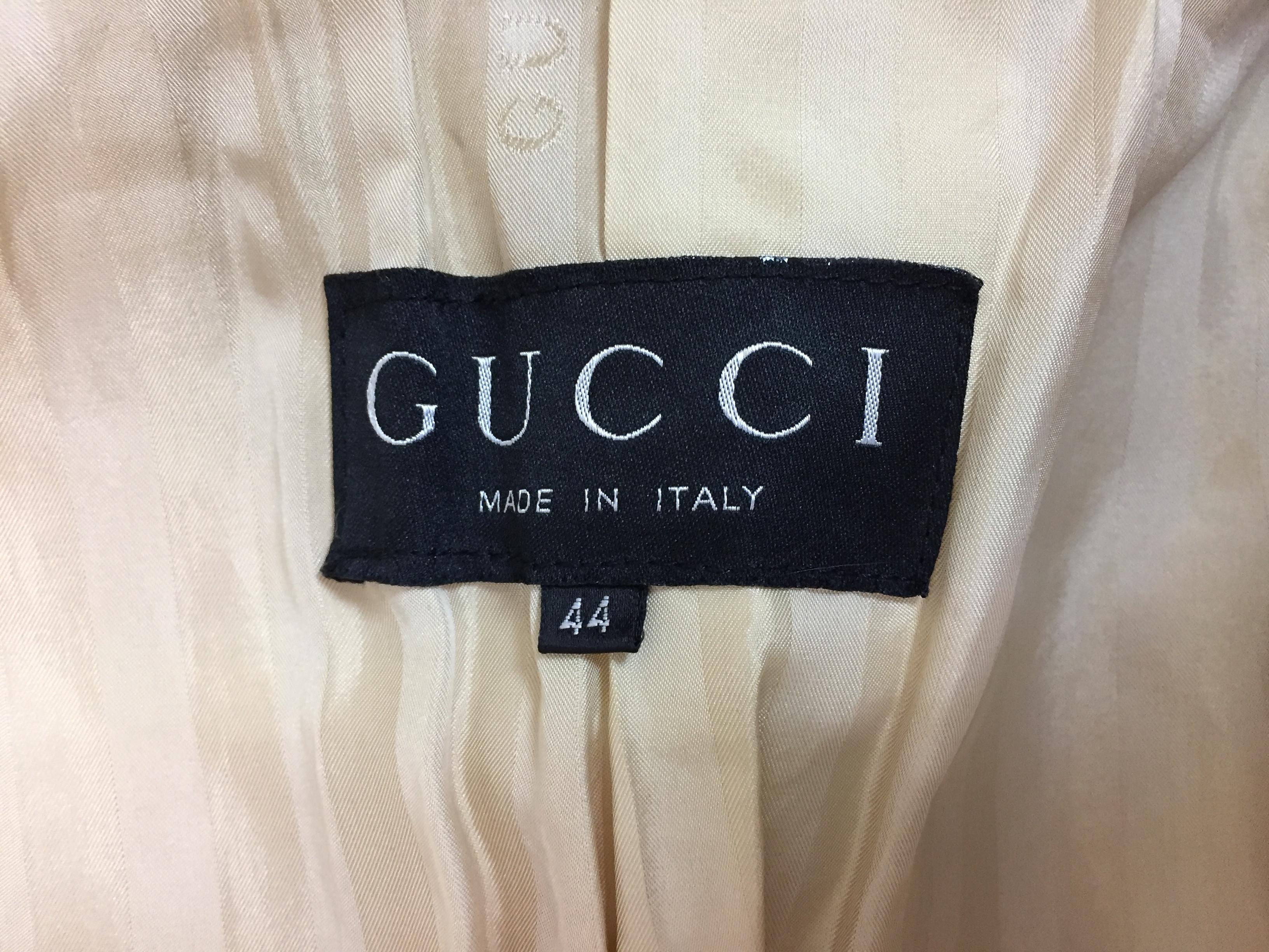 Beige F/W 1996 Gucci by Tom Ford Blonde Faux Fur Full Length Coat Jacket
