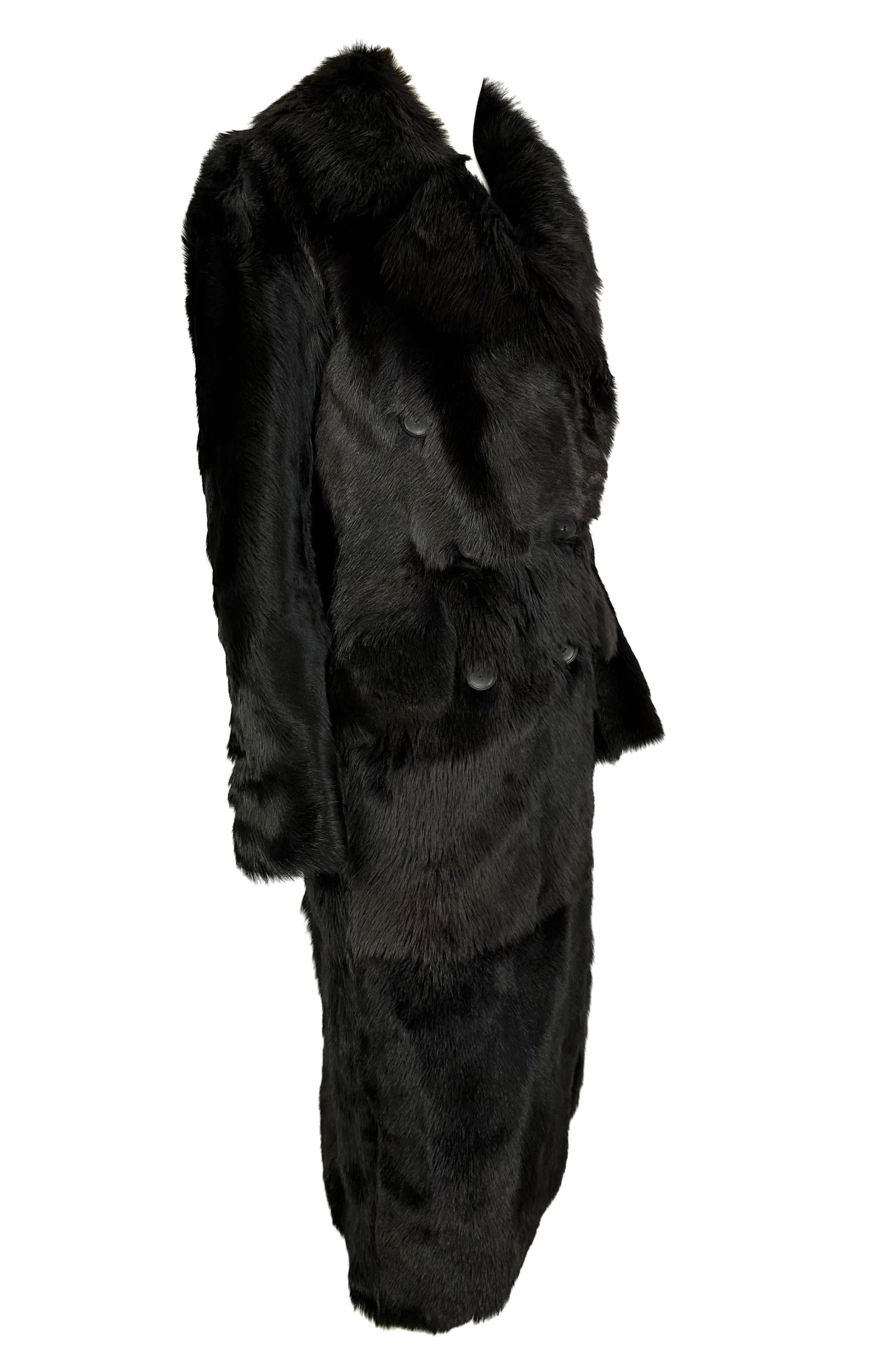 F/W 1996 Gucci by Tom Ford Brown Faux Fur Double Breasted Trench Coat 6