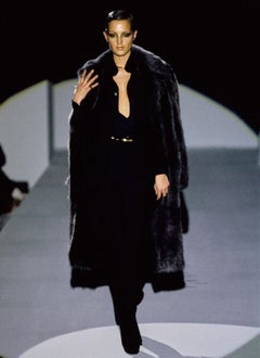 F/W 1996 Gucci by Tom Ford Brown Faux Fur Double Breasted Trench Coat