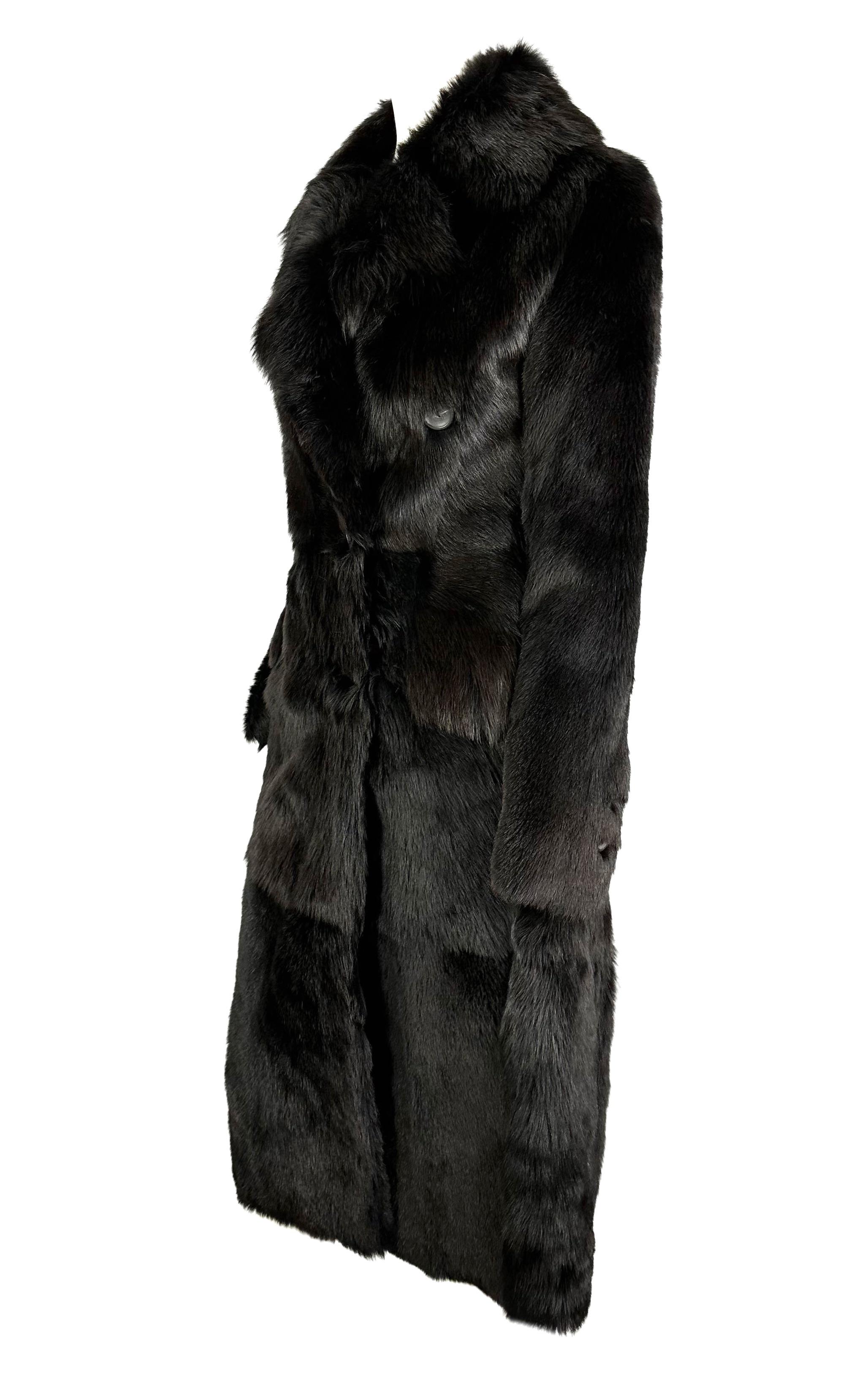 F/W 1996 Gucci by Tom Ford Brown Faux Fur Double Breasted Trench Coat In Excellent Condition In West Hollywood, CA