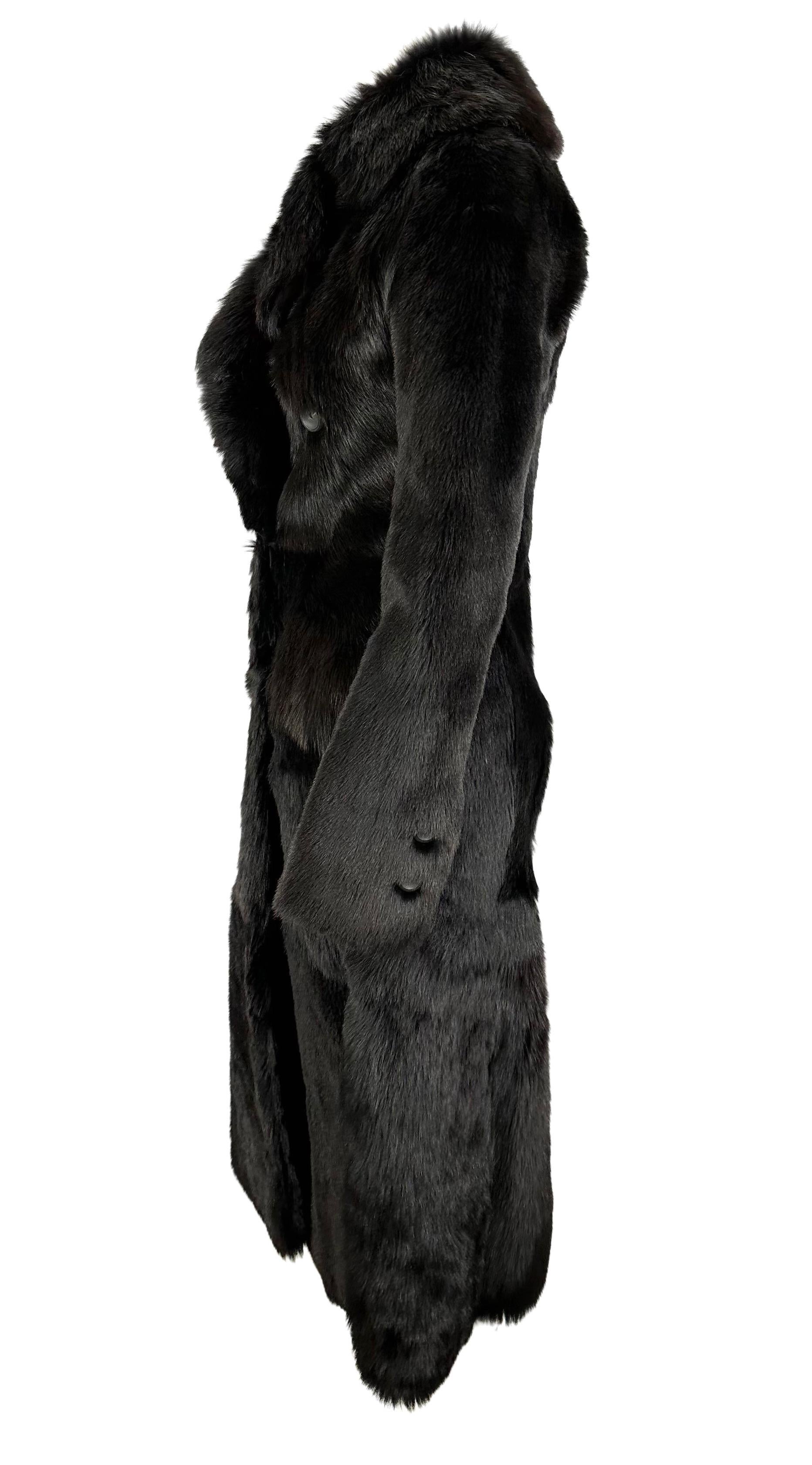 F/W 1996 Gucci by Tom Ford Brown Faux Fur Double Breasted Trench Coat 1