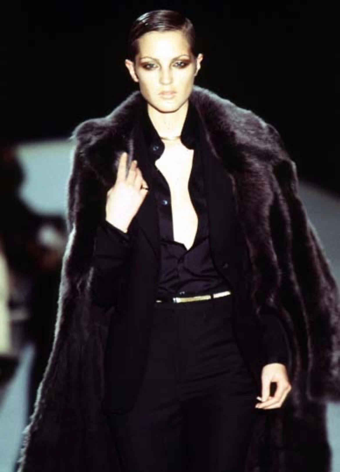 F/W 1996 Gucci by Tom Ford Brown Faux Fur Double Breasted Trench Coat 2