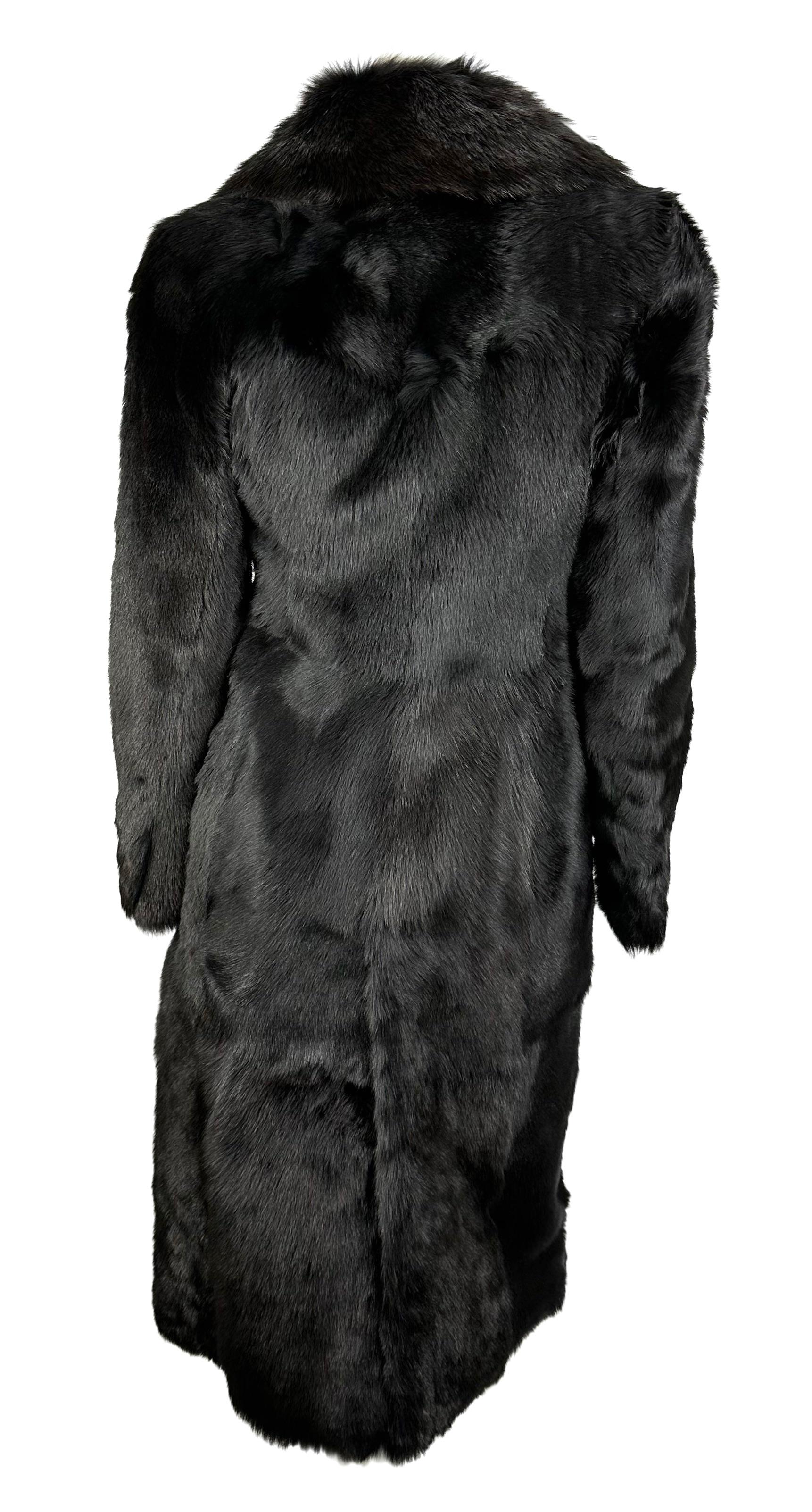 F/W 1996 Gucci by Tom Ford Brown Faux Fur Double Breasted Trench Coat 3