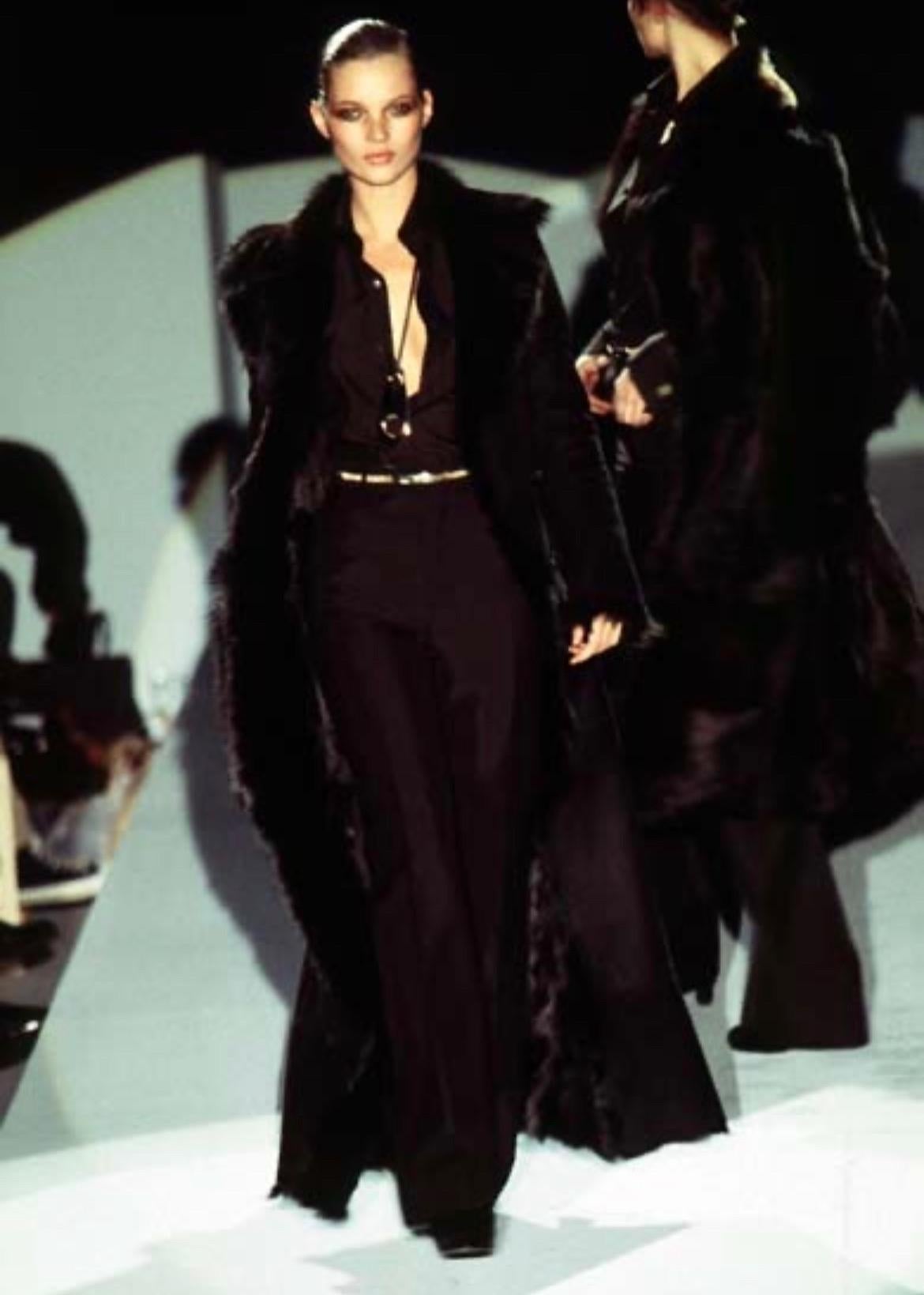 F/W 1996 Gucci by Tom Ford Brown Faux Fur Double Breasted Trench Coat 4