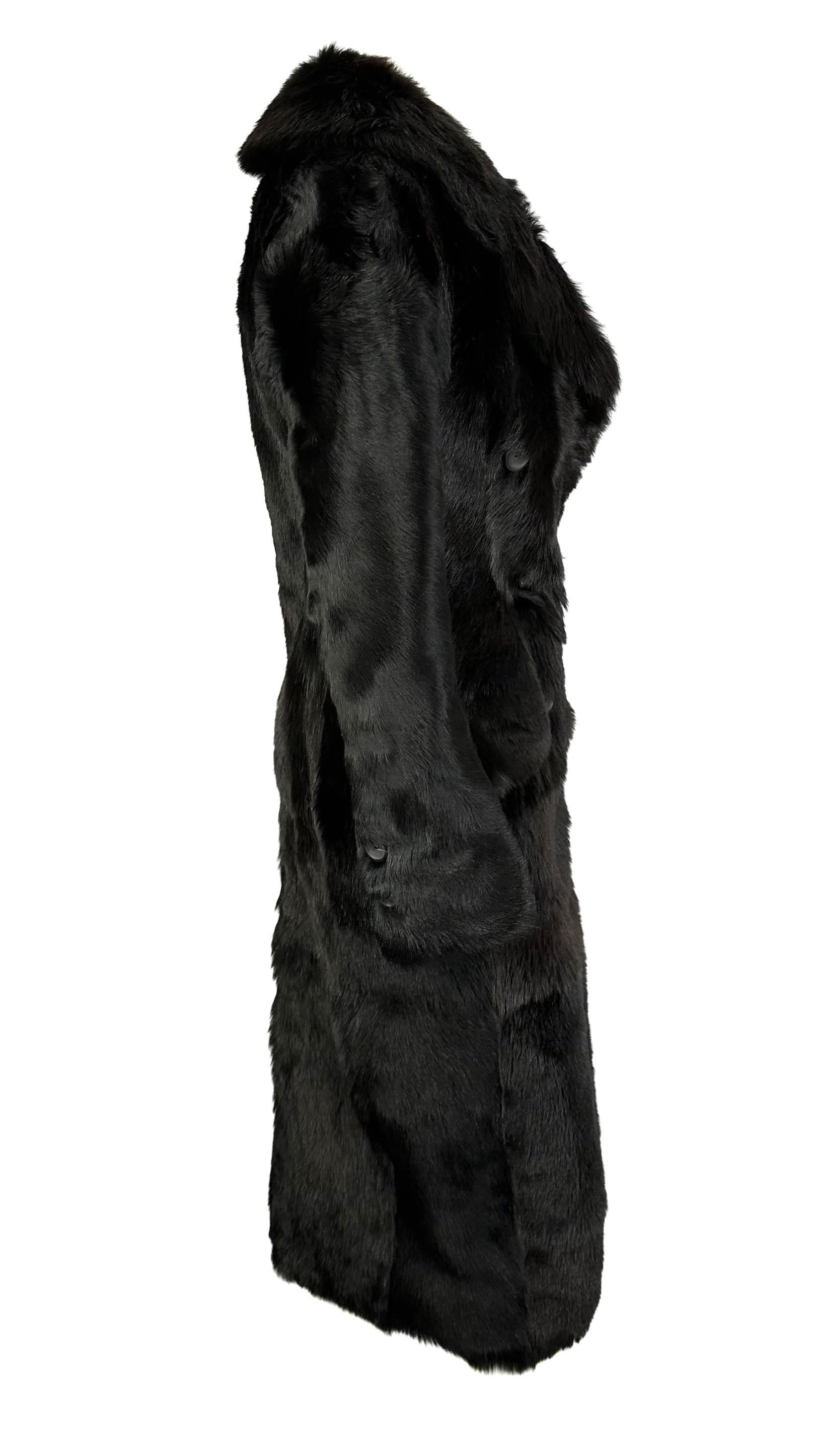 F/W 1996 Gucci by Tom Ford Brown Faux Fur Double Breasted Trench Coat 5