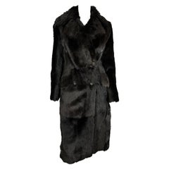 F/W 1996 Gucci by Tom Ford Brown Faux Fur Double Breasted Trench Coat