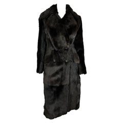 H/W 1996 Gucci by Tom Ford Brauner doppelreihiger Trenchcoat aus Kunstpelz
