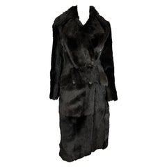 Retro F/W 1996 Gucci by Tom Ford Brown Faux Fur Double Breasted Trench Coat