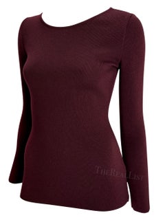 F/W 1996 Gucci by Tom Ford Burgundy Stretch Knit Wool Sweater Top