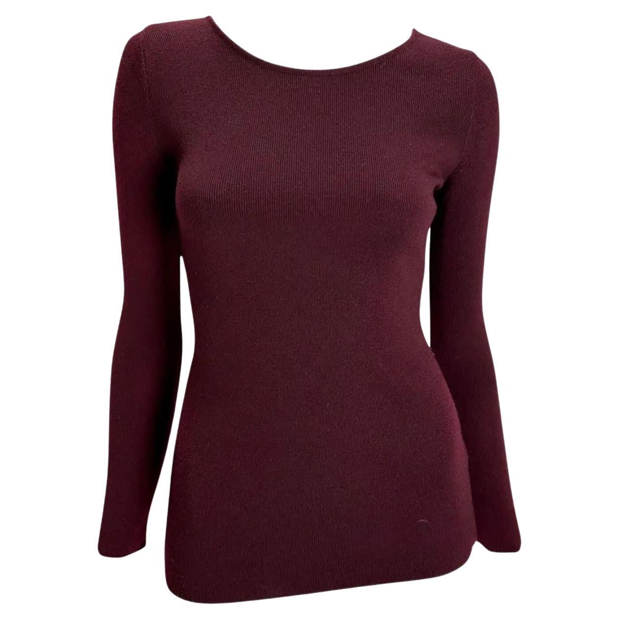 F/W 1996 Gucci by Tom Ford Burgundy Stretch Knit Wool Sweater Top