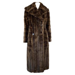 F/W 1996 Gucci by Tom Ford Full-Length Brown Faux Fur Double Breasted Coat