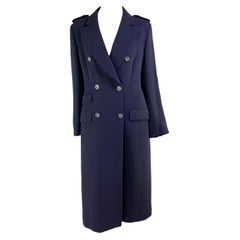 F/W 1996 Gucci by Tom Ford Kate Moss Navy Wool Runway Full Length Trench Coat