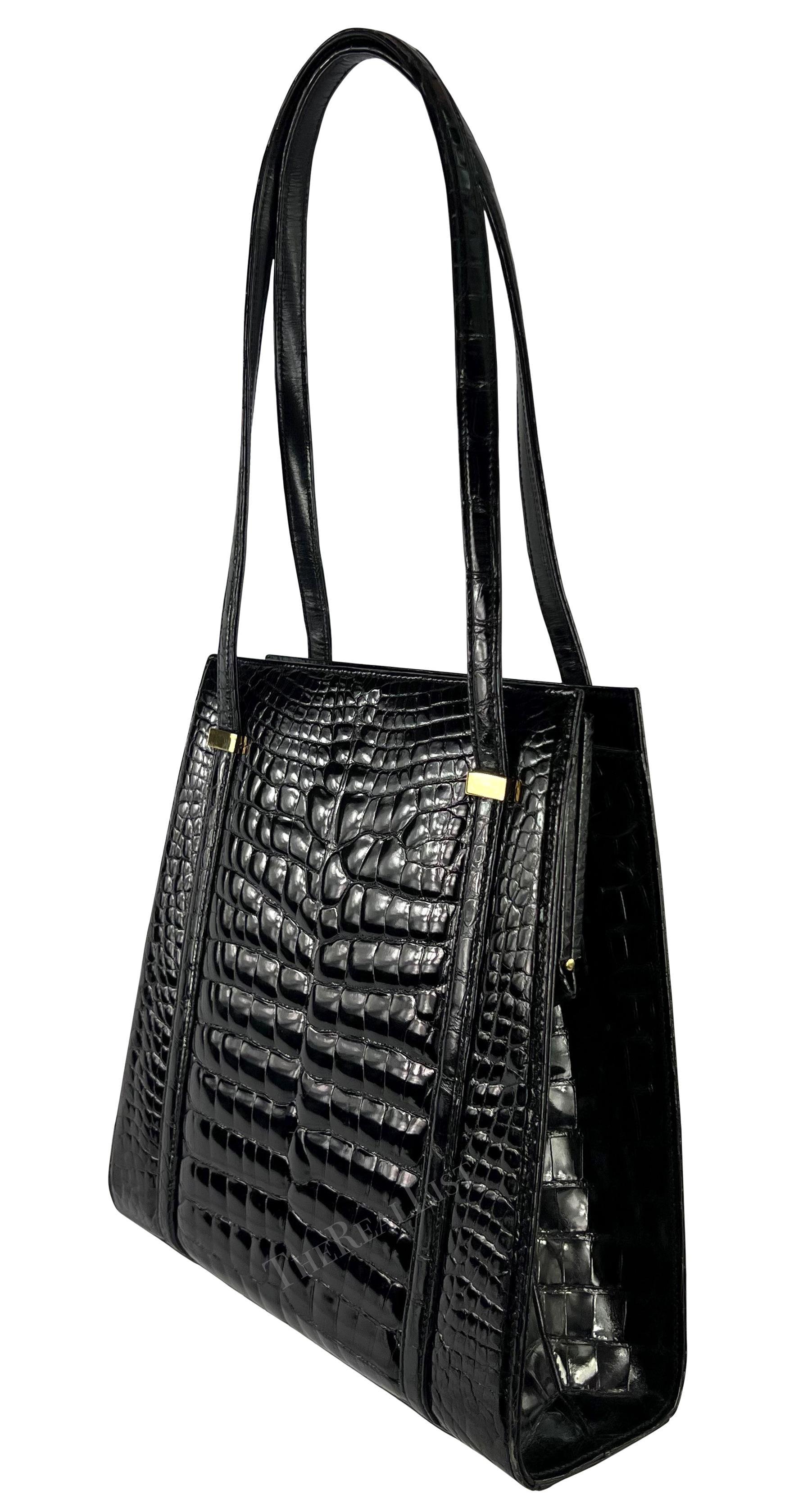 H/W 1996 Gucci by Tom Ford Große schwarze glänzende Krokodil-Umhängetasche im Angebot 4