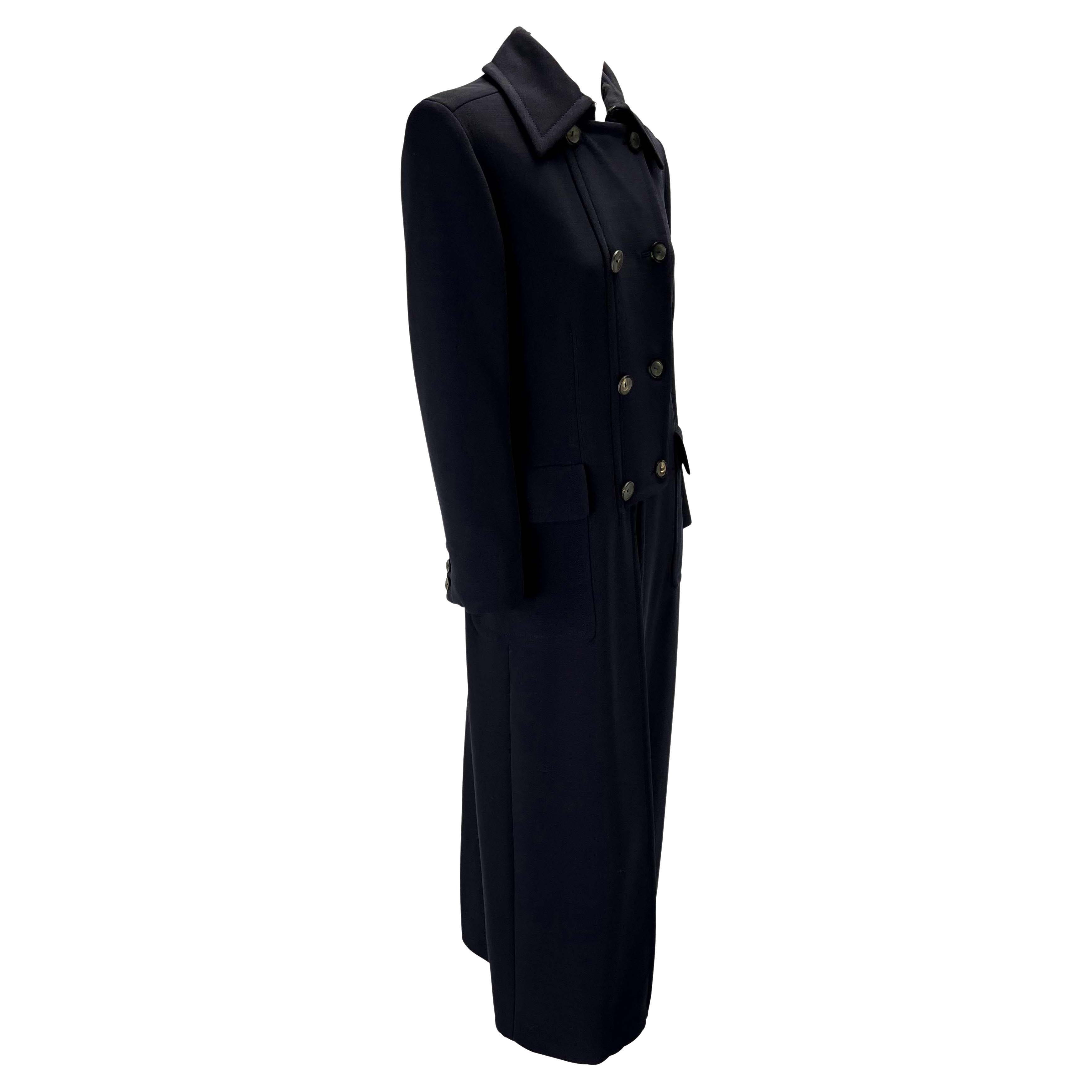 Black F/W 1996 Gucci by Tom Ford Navy Runway G Oversized Buckle Wool Trench Overcoat For Sale