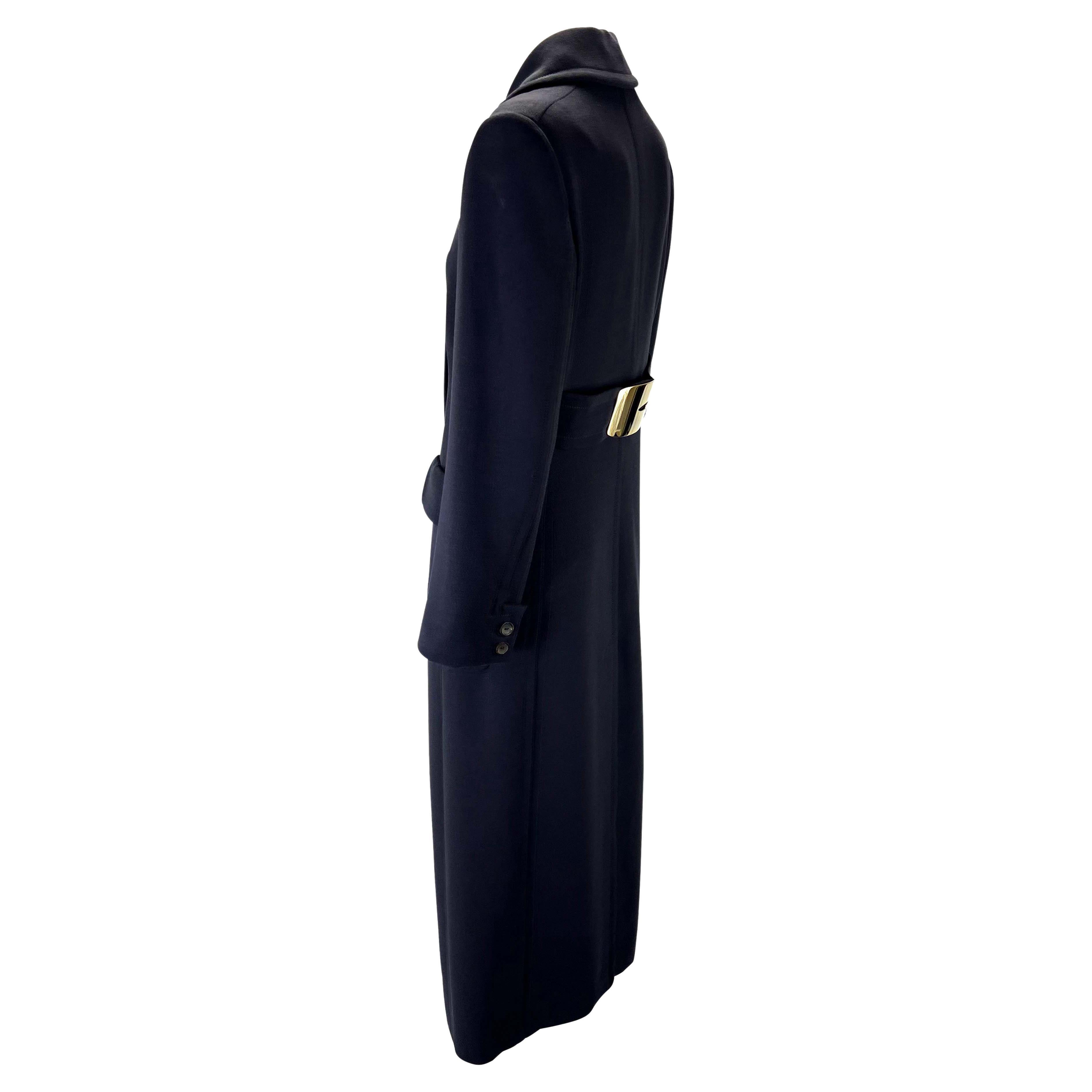 F/W 1996 Gucci by Tom Ford Navy Runway G Oversized Buckle Wool Trench Overcoat (Trench en laine avec boucles) en vente 4