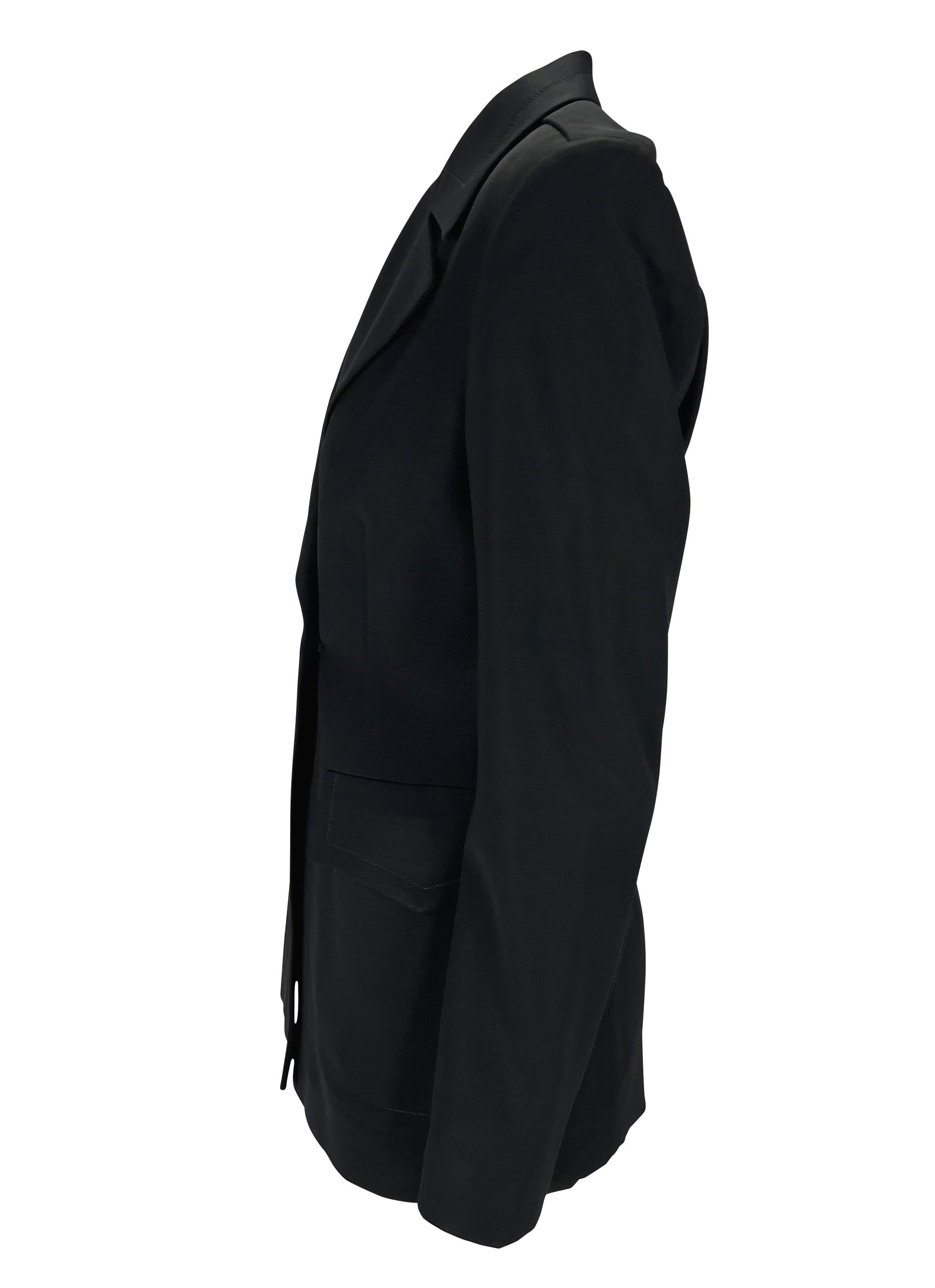 Black F/W 1996 Gucci by Tom Ford Navy Wool Epaulet Blazer Jacket