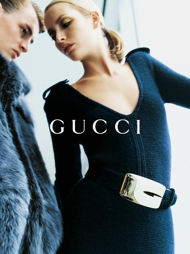 F/W 1996 Gucci by Tom Ford Runway Ad Cashmere Plunging G Buckle Epaulet ...
