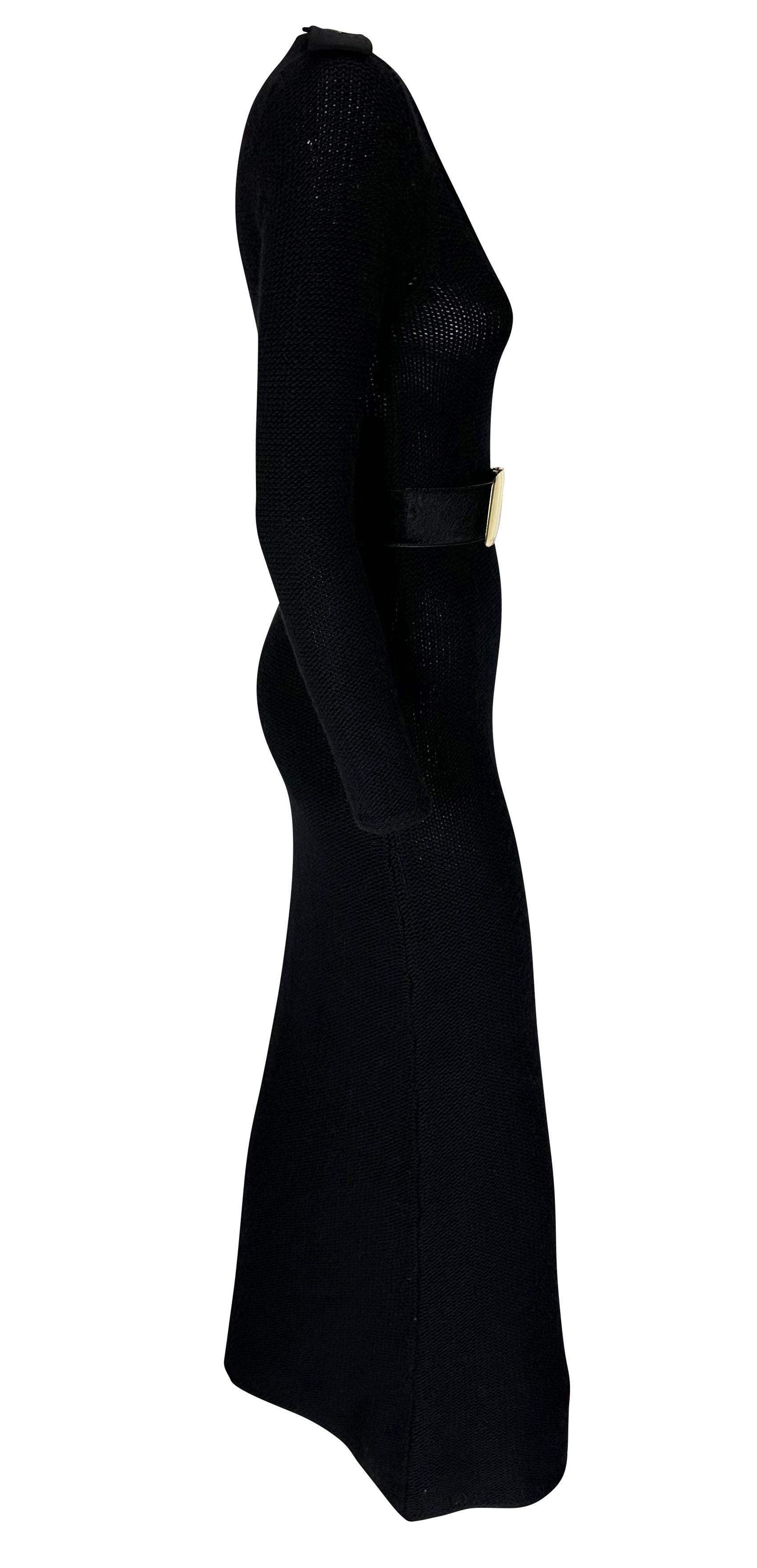 Women's F/W 1996 Gucci by Tom Ford Runway Ad Cashmere Plunging G Buckle Epaulet Dress For Sale