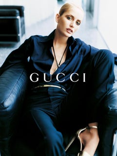 F/W 1996 Gucci by Tom Ford Runway Ad Gold Chain Thin Logo Buckle Belt