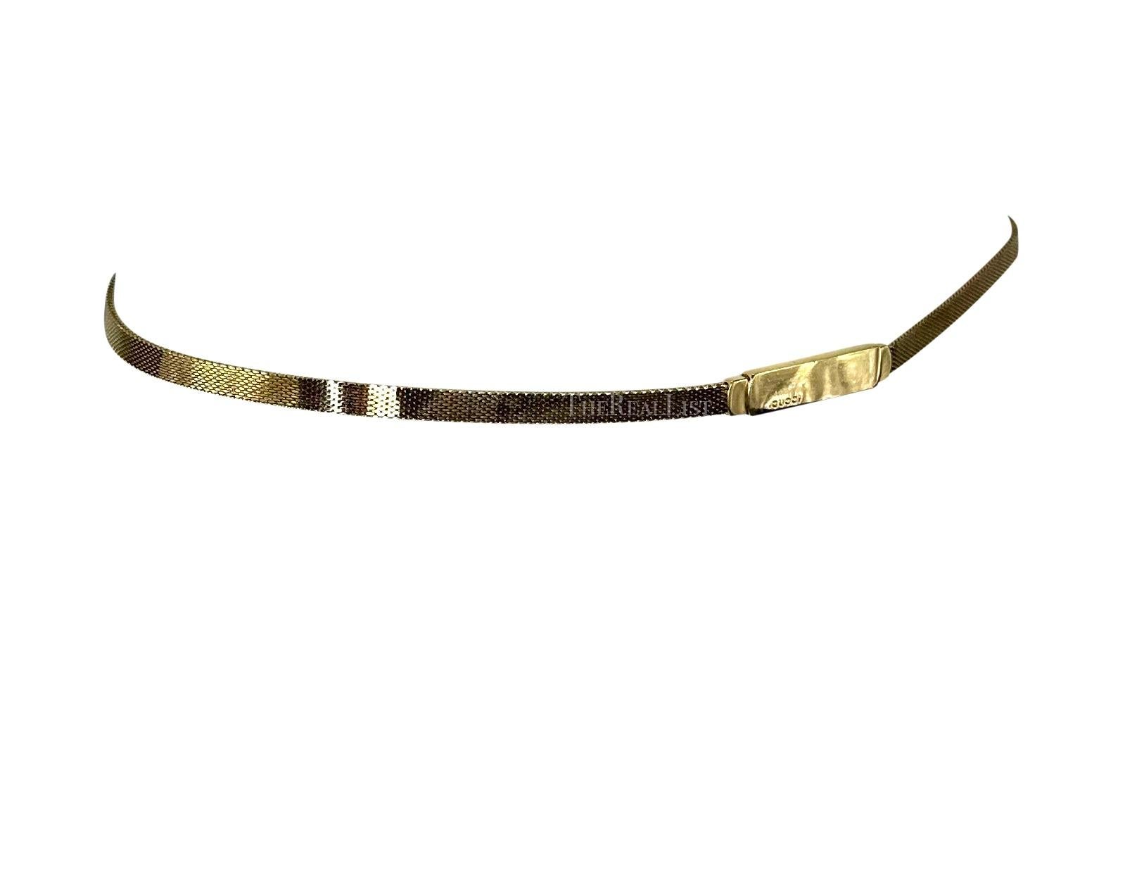 F/W 1996 Gucci by Tom Ford Runway Ad Gold Chain Thin Logo Buckle Belt 5