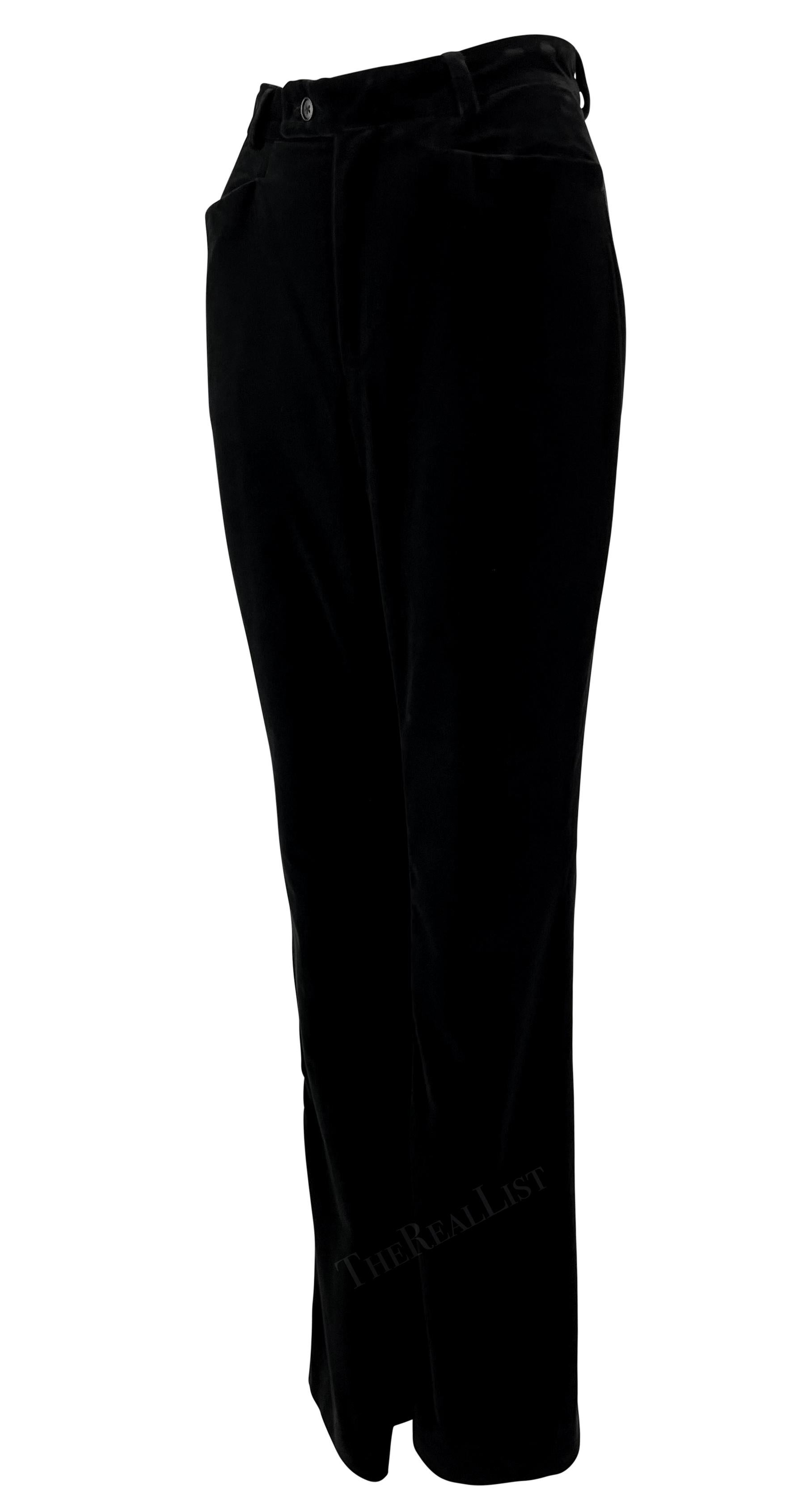 F/W 1996 Gucci by Tom Ford Runway Pantalones de esmoquin de terciopelo negro Negro en venta