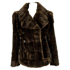 F/W 1996 Gucci by Tom Ford Runway Kate Moss Brown Faux Fur Cropped Jacket